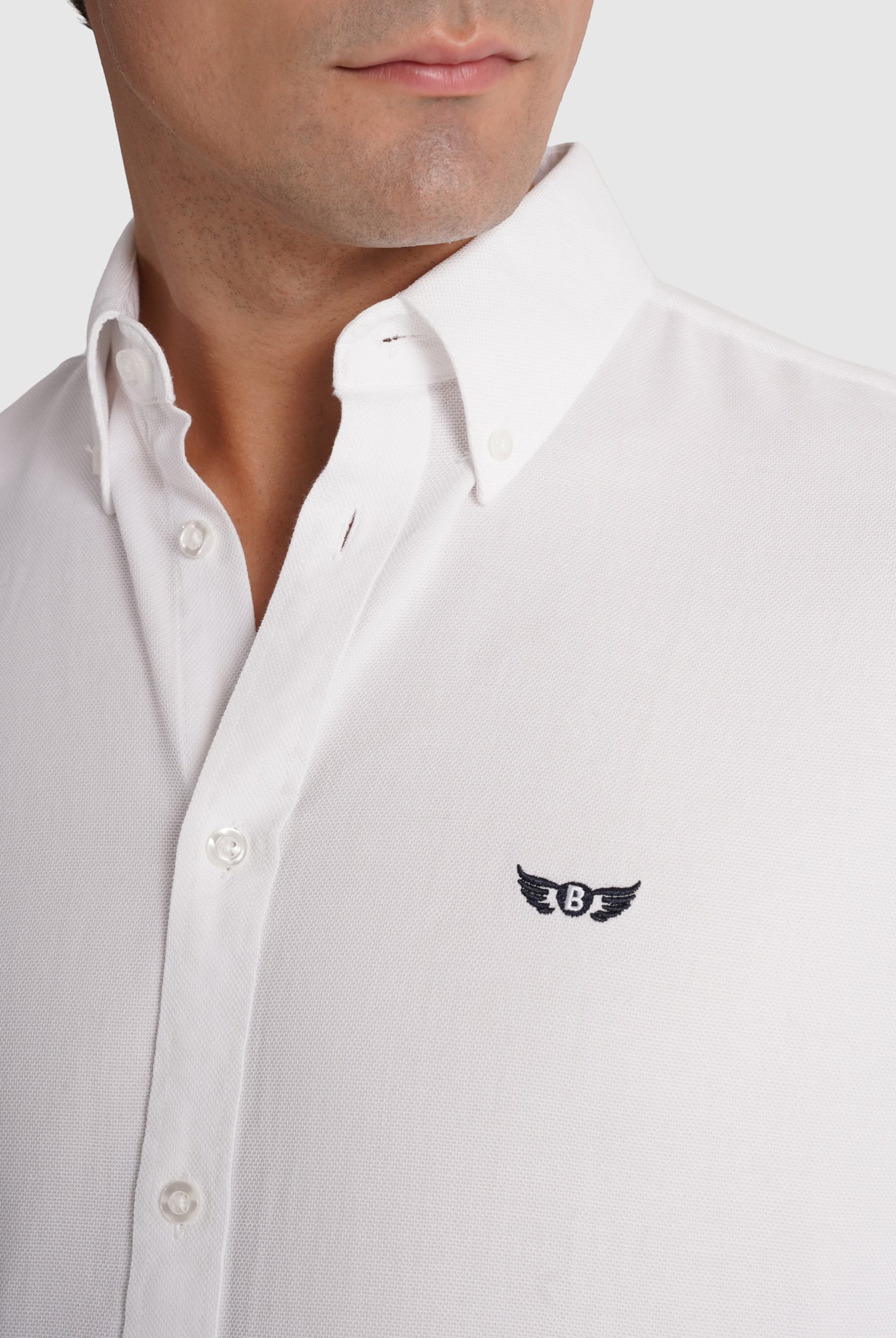 WHITE COTTON SHIRT LONG SLEEVE REGULAR FIT MR. BLUE