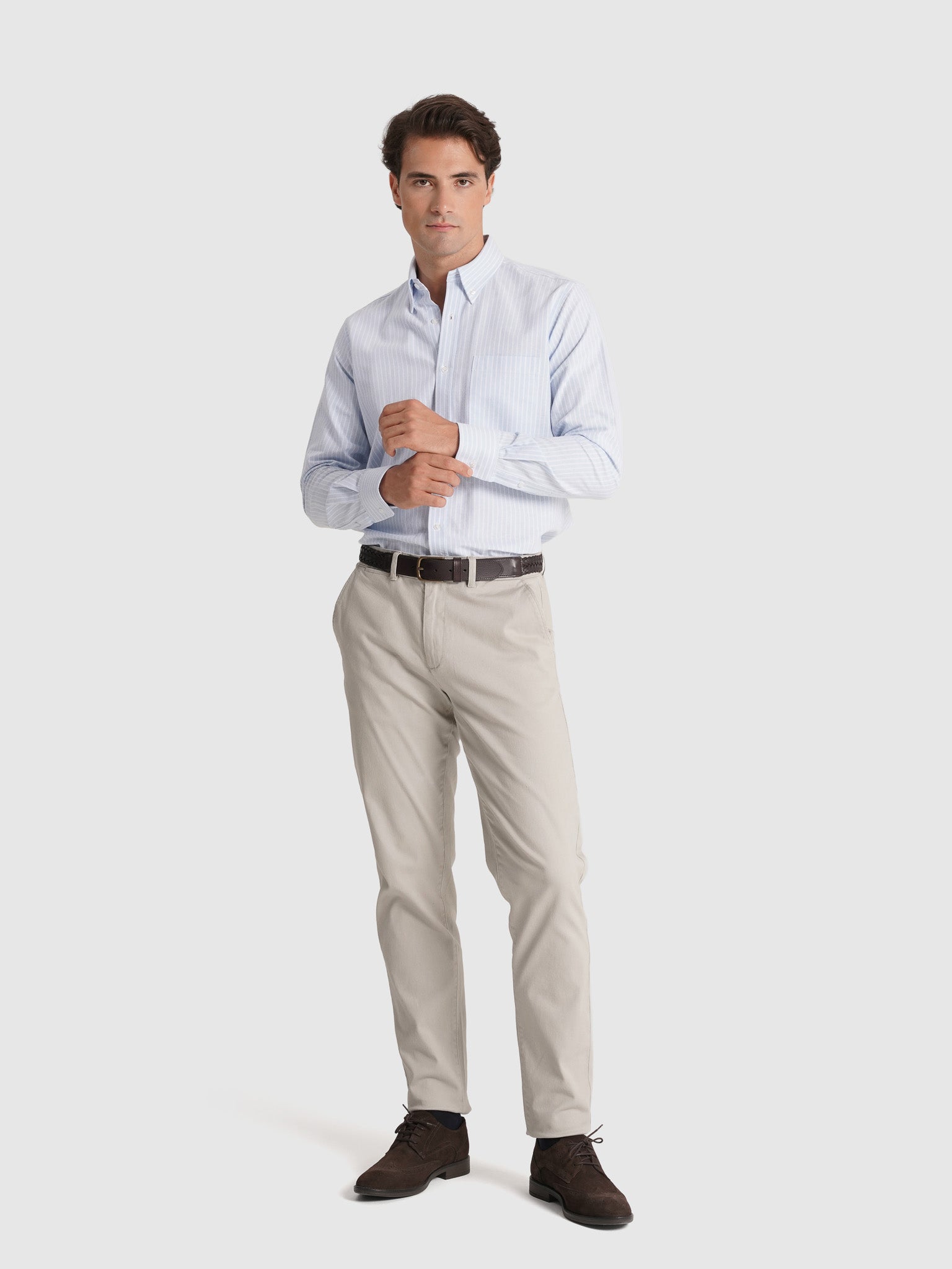 CAMISA ALGODÓN AZUL MANGA LARGA REGULAR FIT MR. AZUL