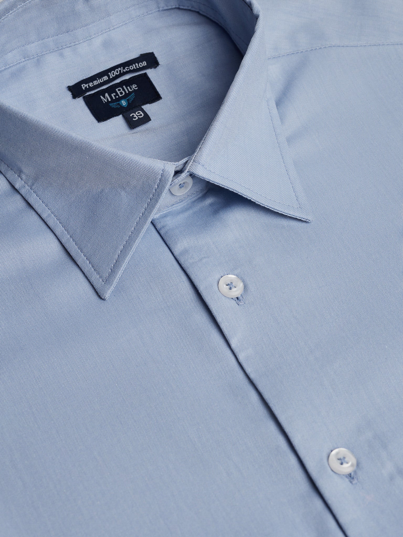 CAMISA DE ALGODÓN AZUL MANGA LARGA CLASSIC FIT MR. AZUL
