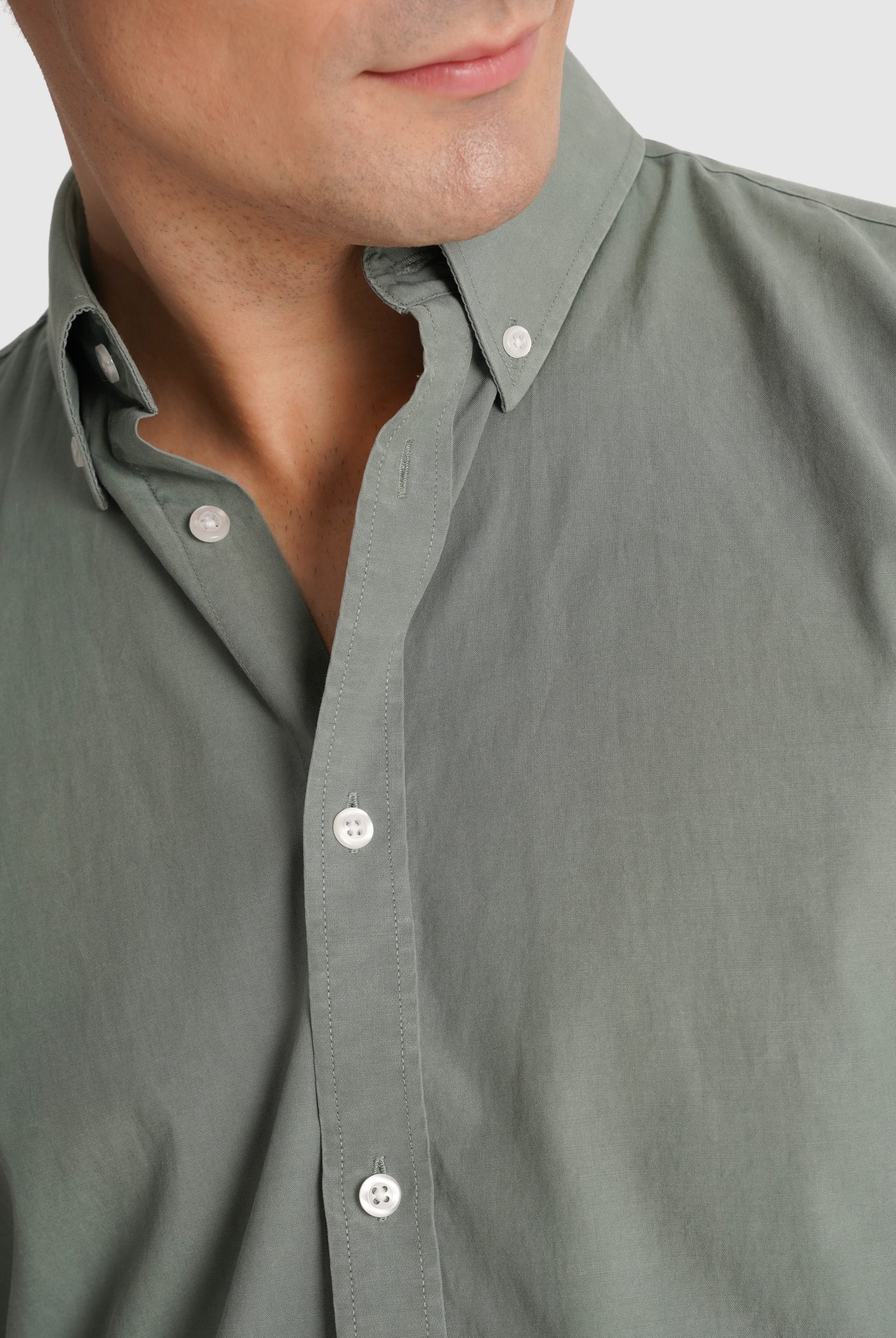 GREEN COTTON SHIRT LONG SLEEVE REGULAR FIT MR. BLUE