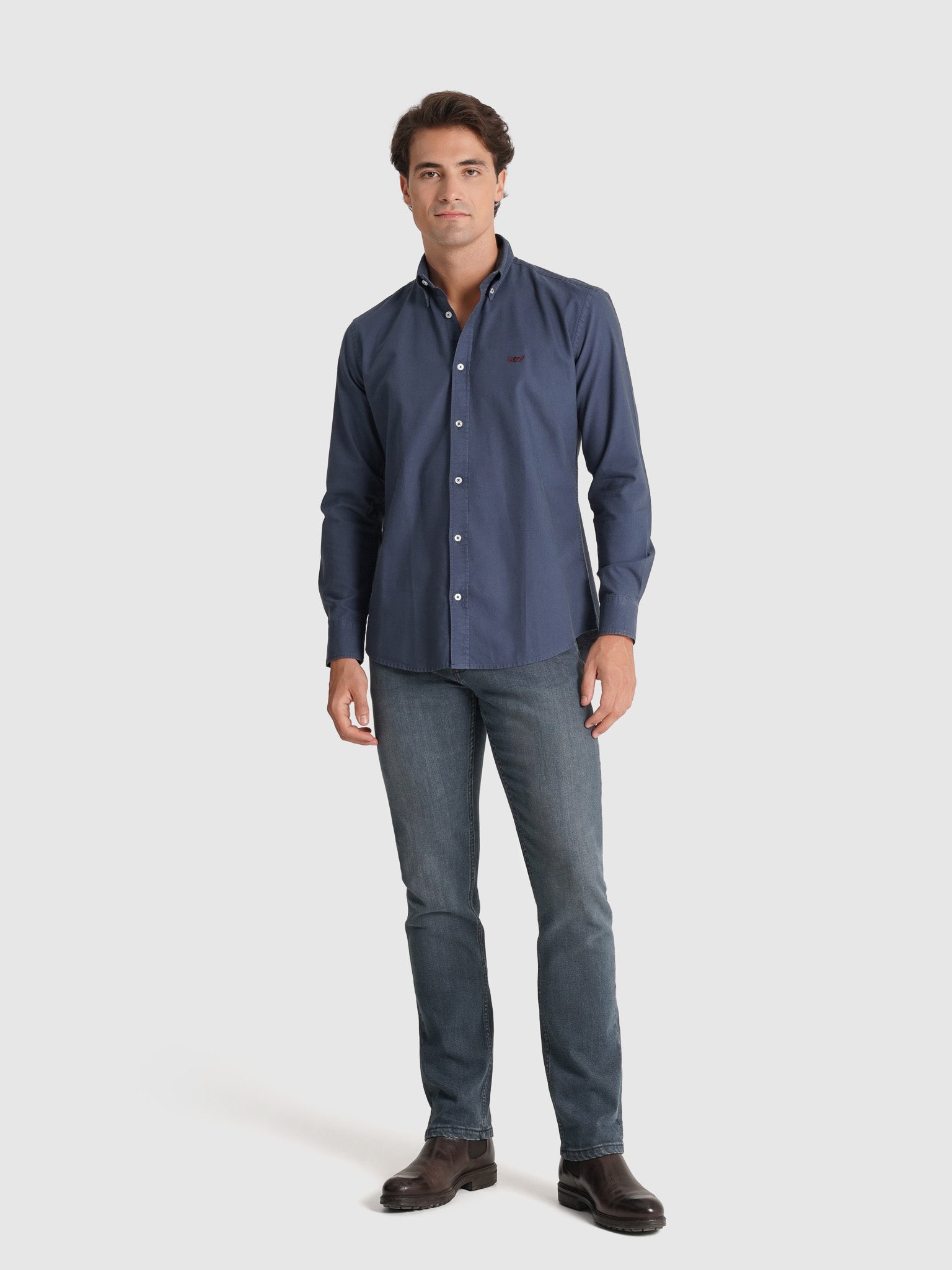 CAMISA ALGODÓN AZUL MANGA LARGA REGULAR FIT MR. AZUL