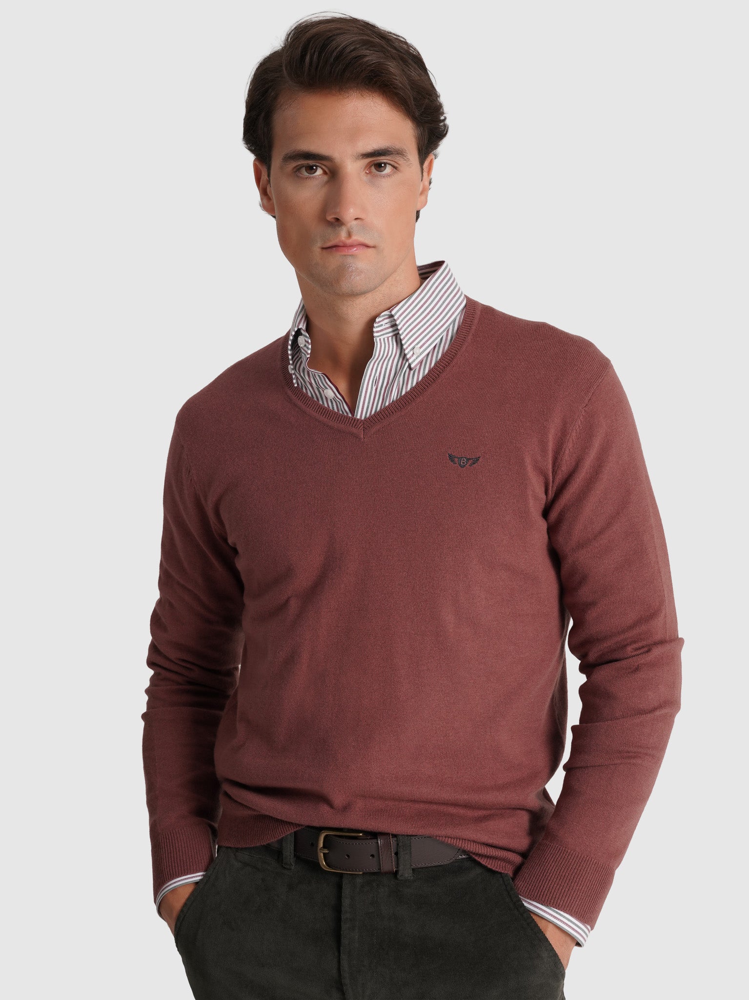 RED WOOL PULLOVER LONG SLEEVE REGULAR FIT MR. BLUE