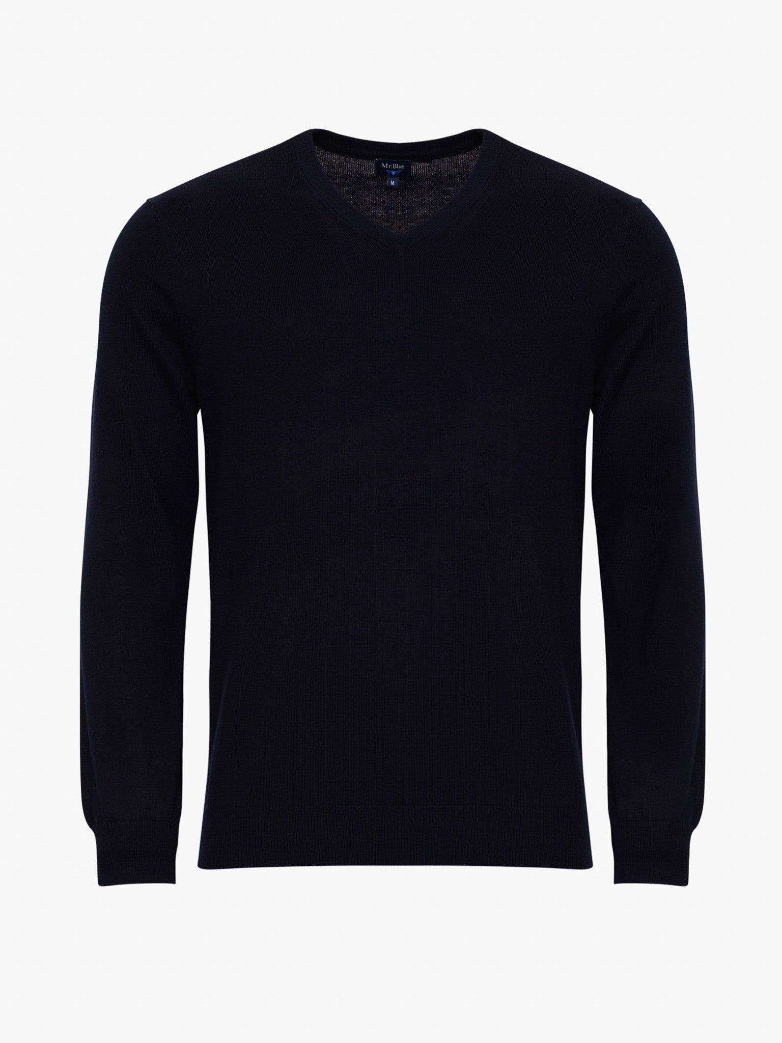 JERSEY DE CASHMERE AZUL CON CODERAS MR REGULAR FIT. AZUL