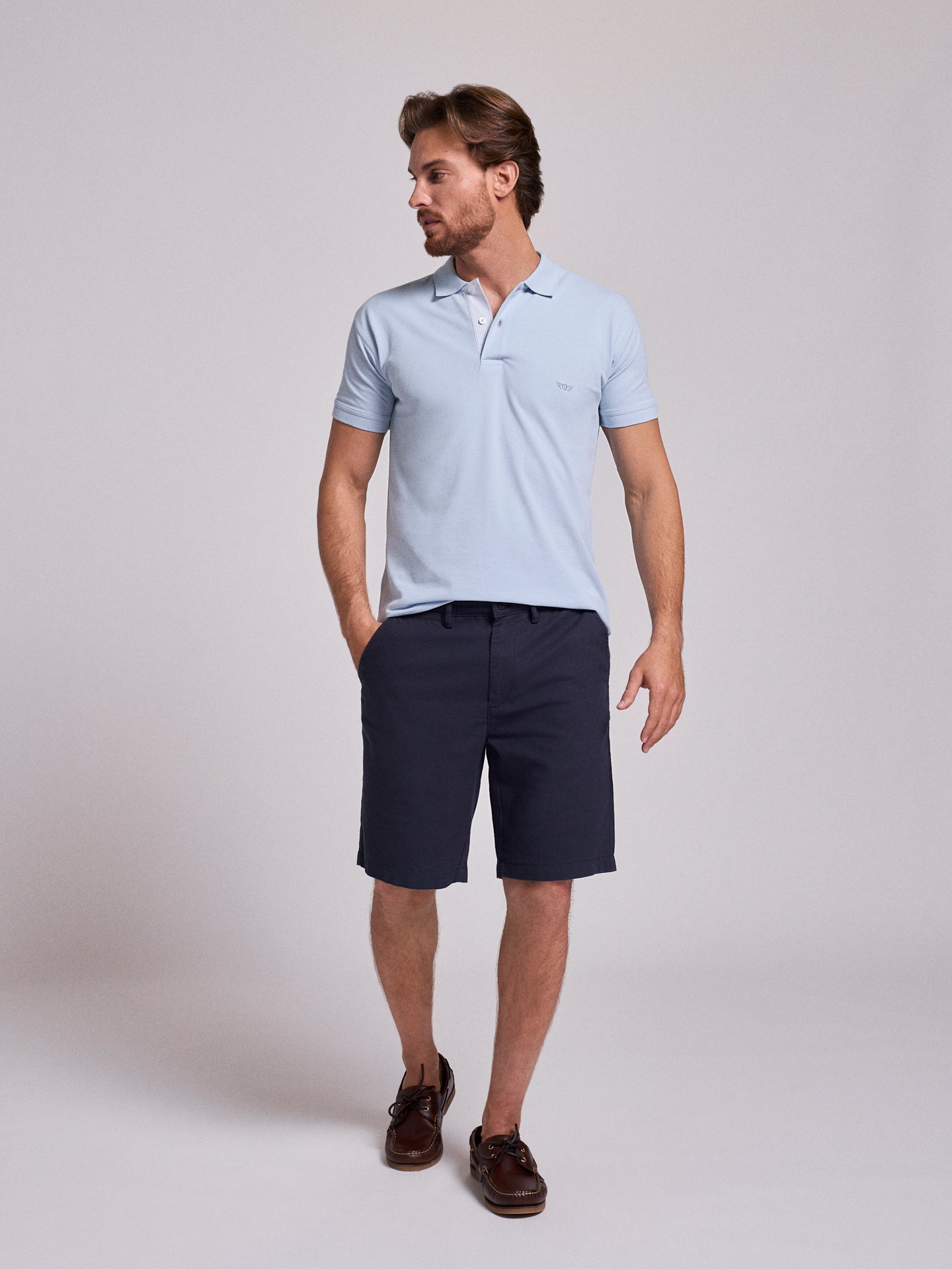 BERMUDA LINO AZUL REGULAR FIT MR. AZUL