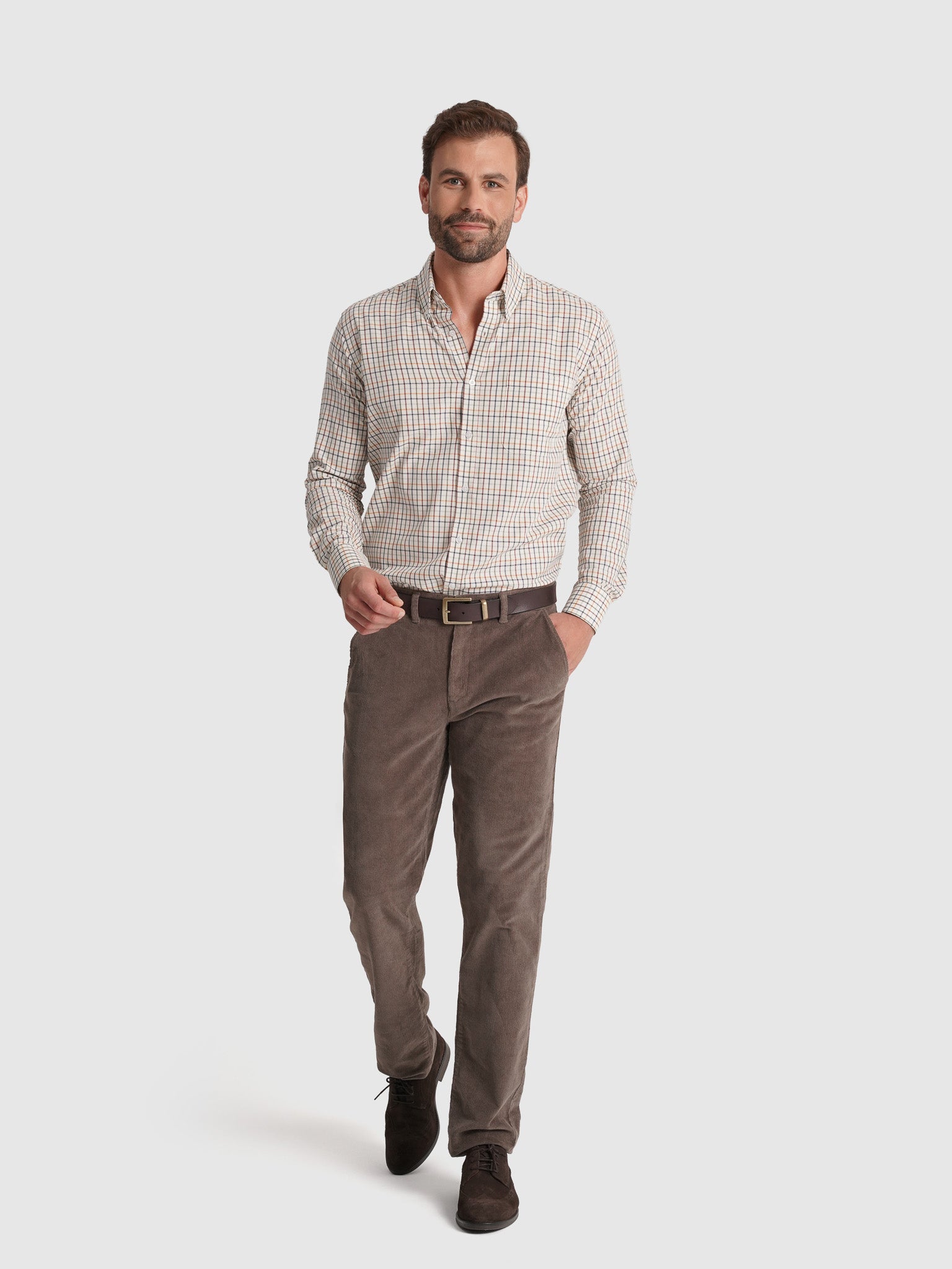 PANTALÓN DE ALGODÓN MARRÓN CLASSIC FIT MR. AZUL