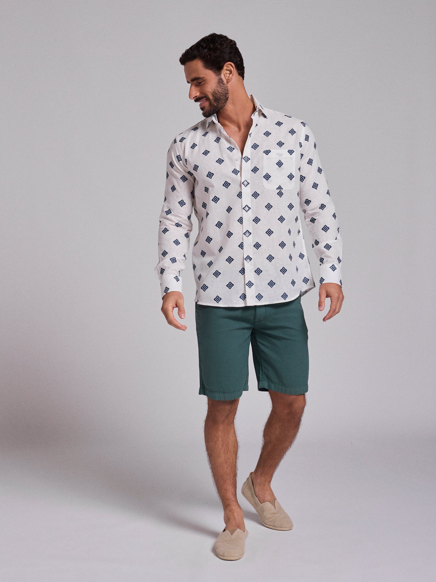 CAMISA LINO AZUL MANGA LARGA REGULAR FIT MR. AZUL