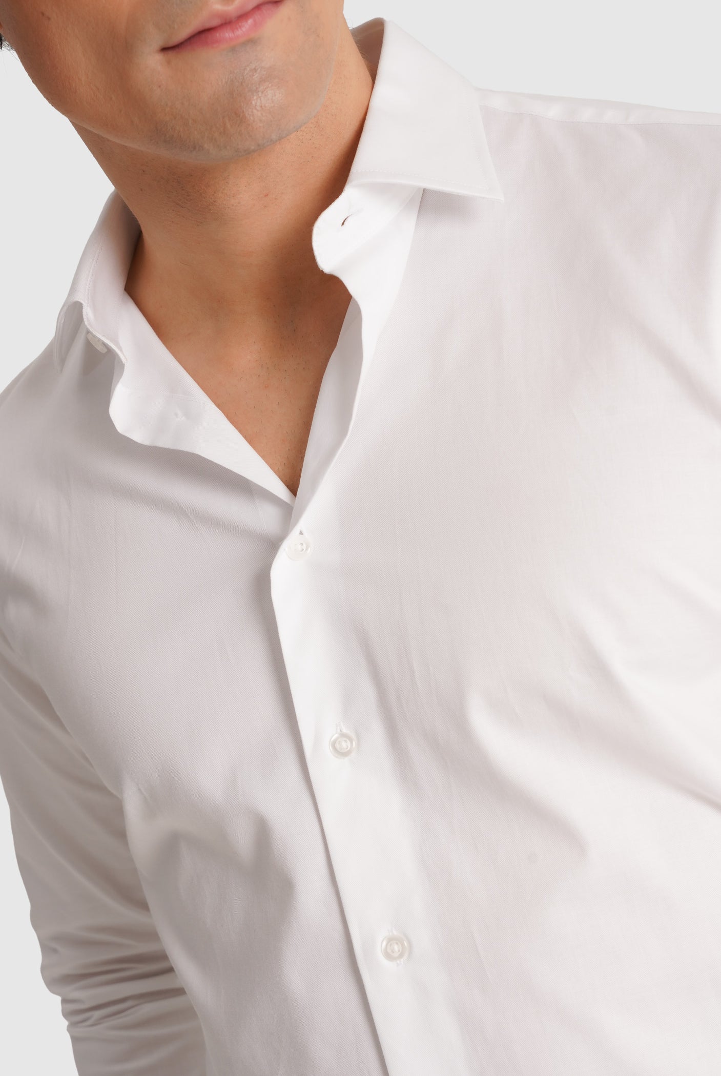 WHITE TWILL SHIRT LONG SLEEVE CLASSIC FIT MR. BLUE