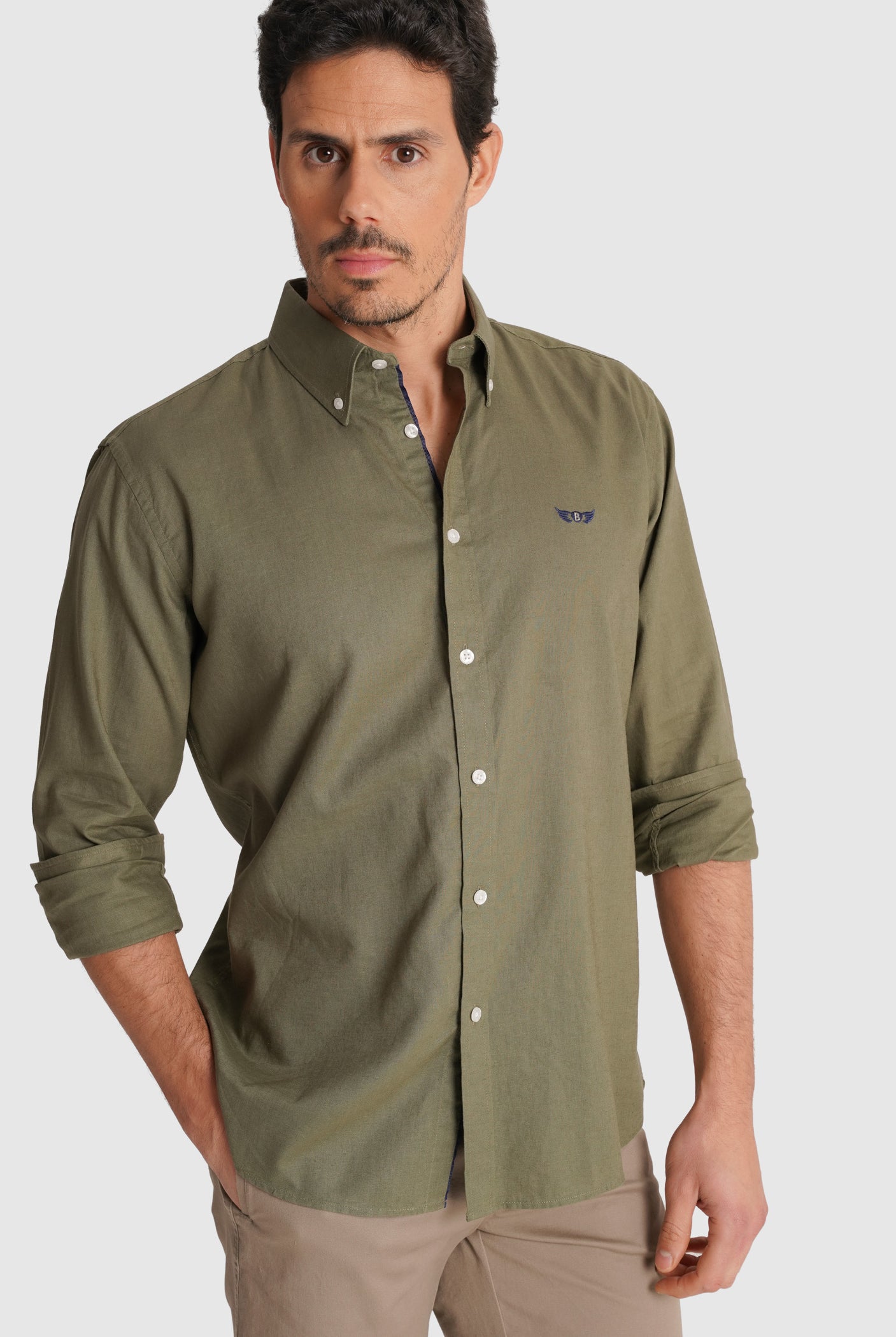 LONG SLEEVE GREEN SHIRT REGULAR FIT MR. BLUE