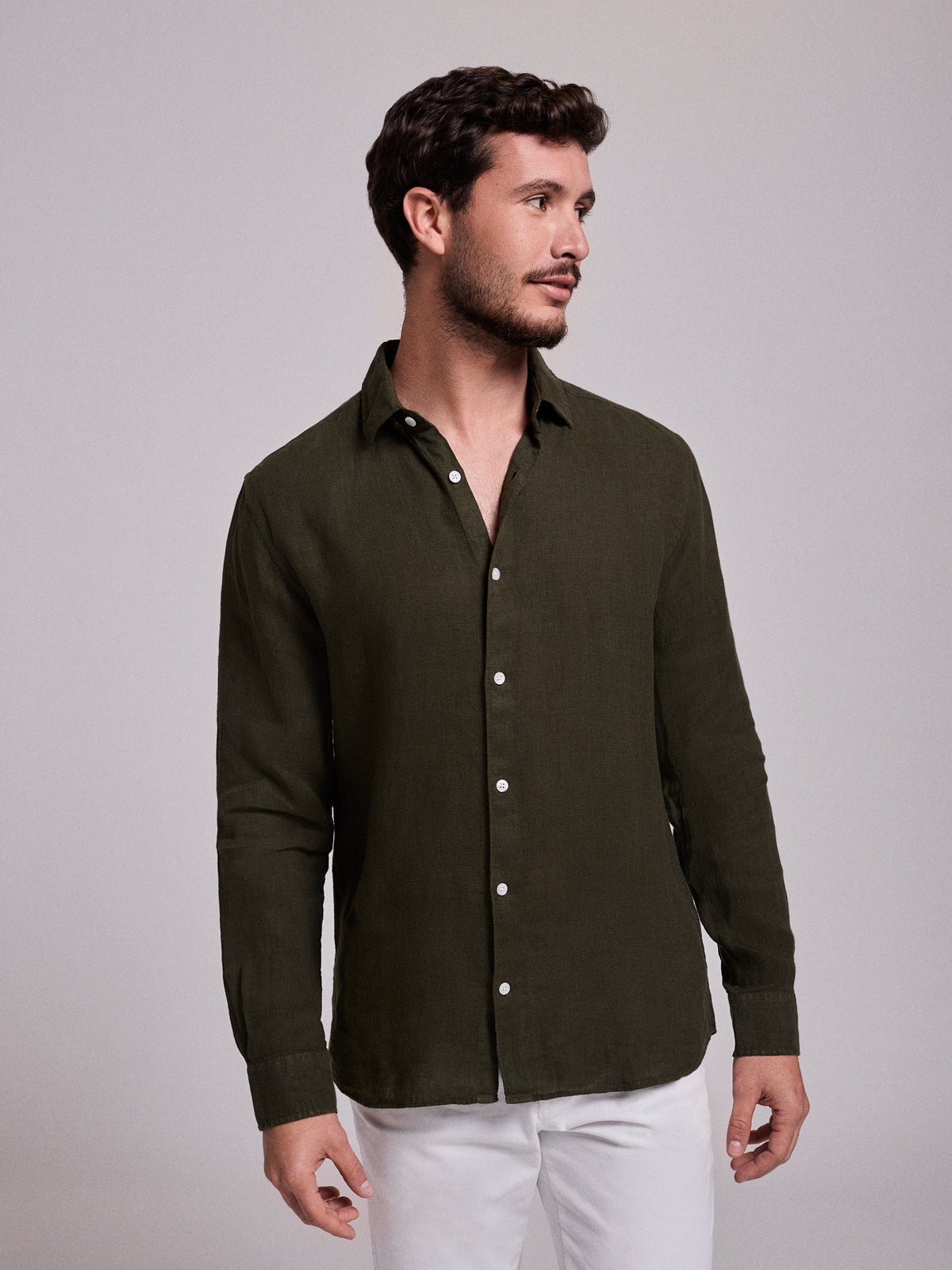CAMISA LINO VERDE MANGA LARGA SASTRERÍA MARK BELLUCCI