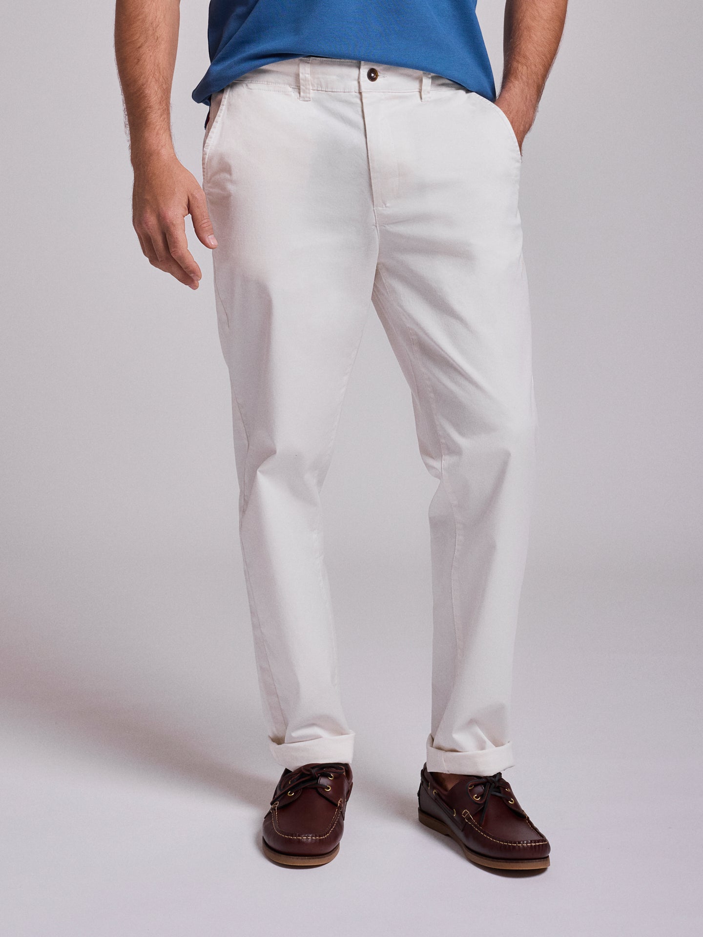 PANTALÓN DE ALGODÓN BLANCO REGULAR FIT MR. AZUL