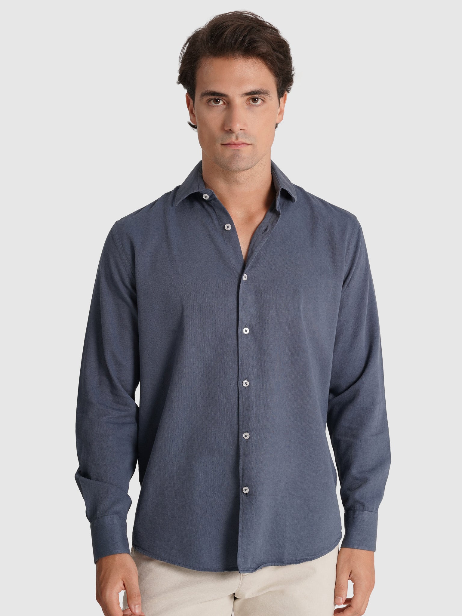 CAMISA ALGODÃO AZUL MANGA COMPRIDA REGULAR FIT MARK BELLUCCI