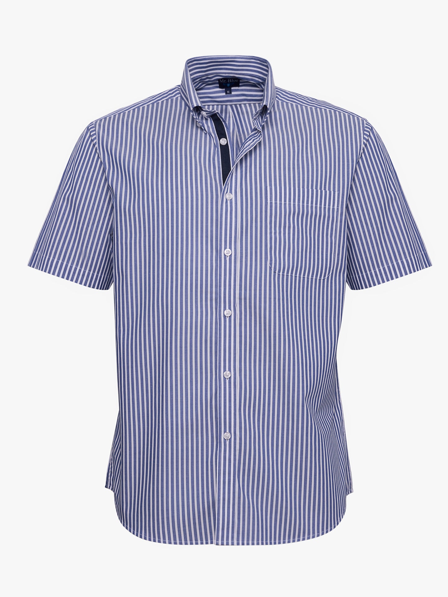 CAMISA ALGODÃO AZUL MANGA CURTA REGULAR FIT MR. BLUE