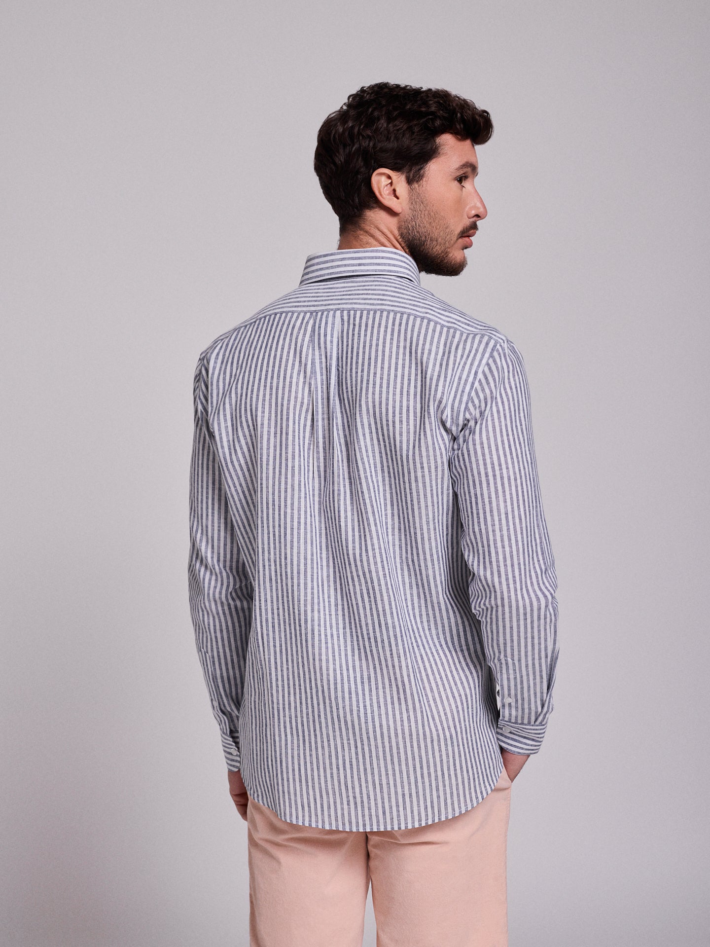CAMISA LINO AZUL MANGA LARGA REGULAR FIT MR. AZUL