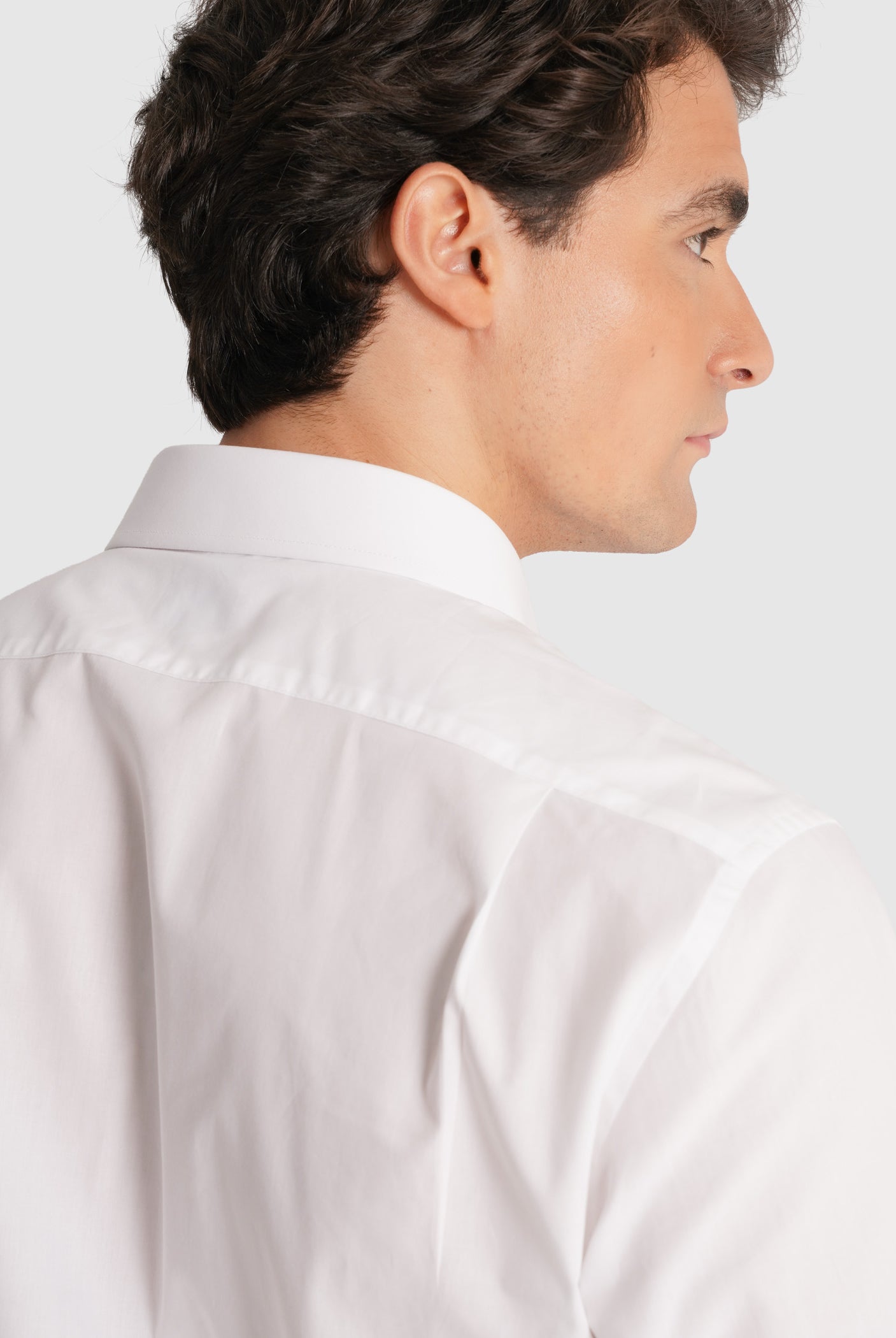 WHITE POPPLINE LONG SLEEVE SHIRT CLASSIC FIT MR. BLUE