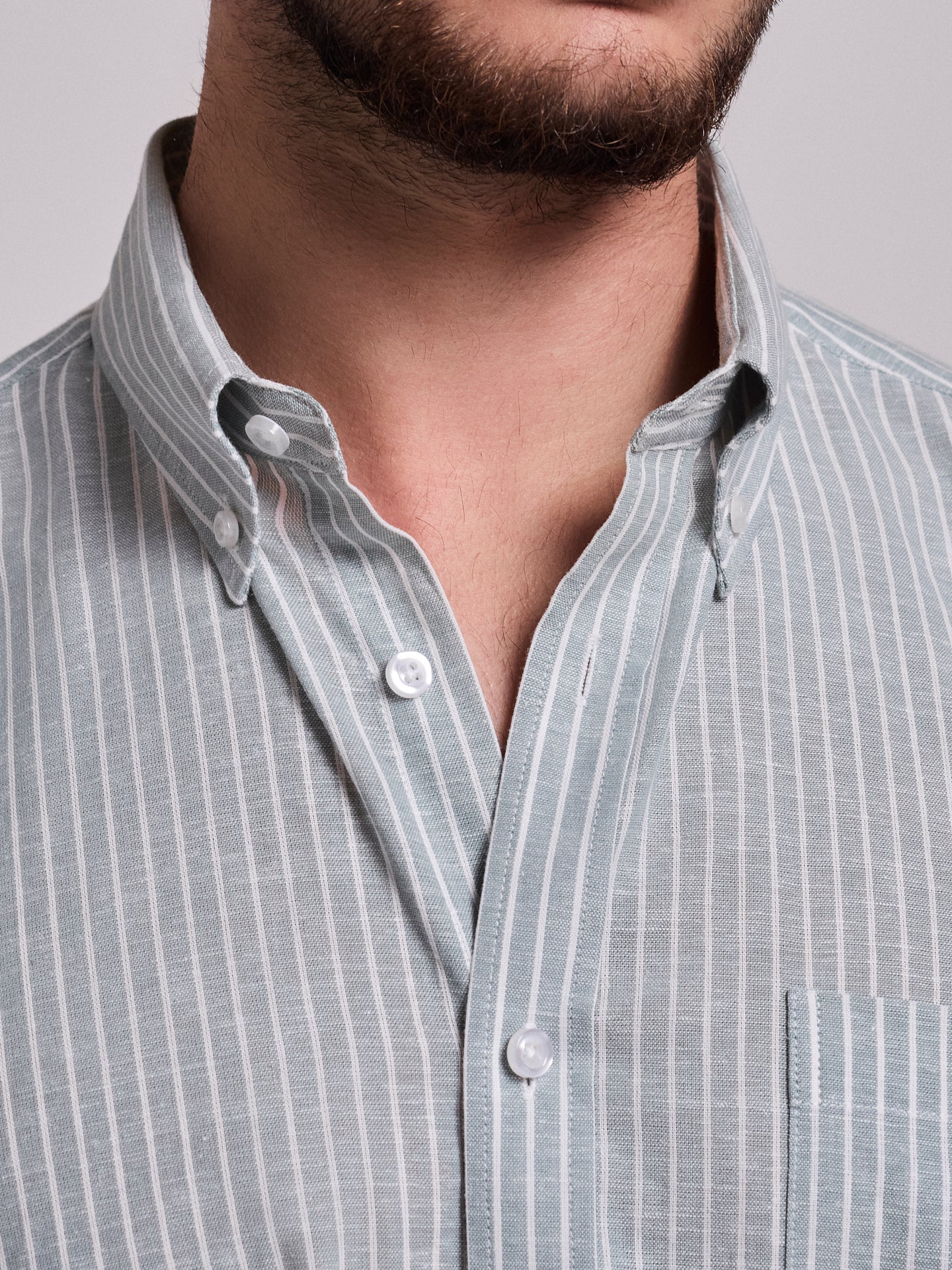 CAMISA LINO VERDE MANGA CORTA REGULAR FIT MR. AZUL