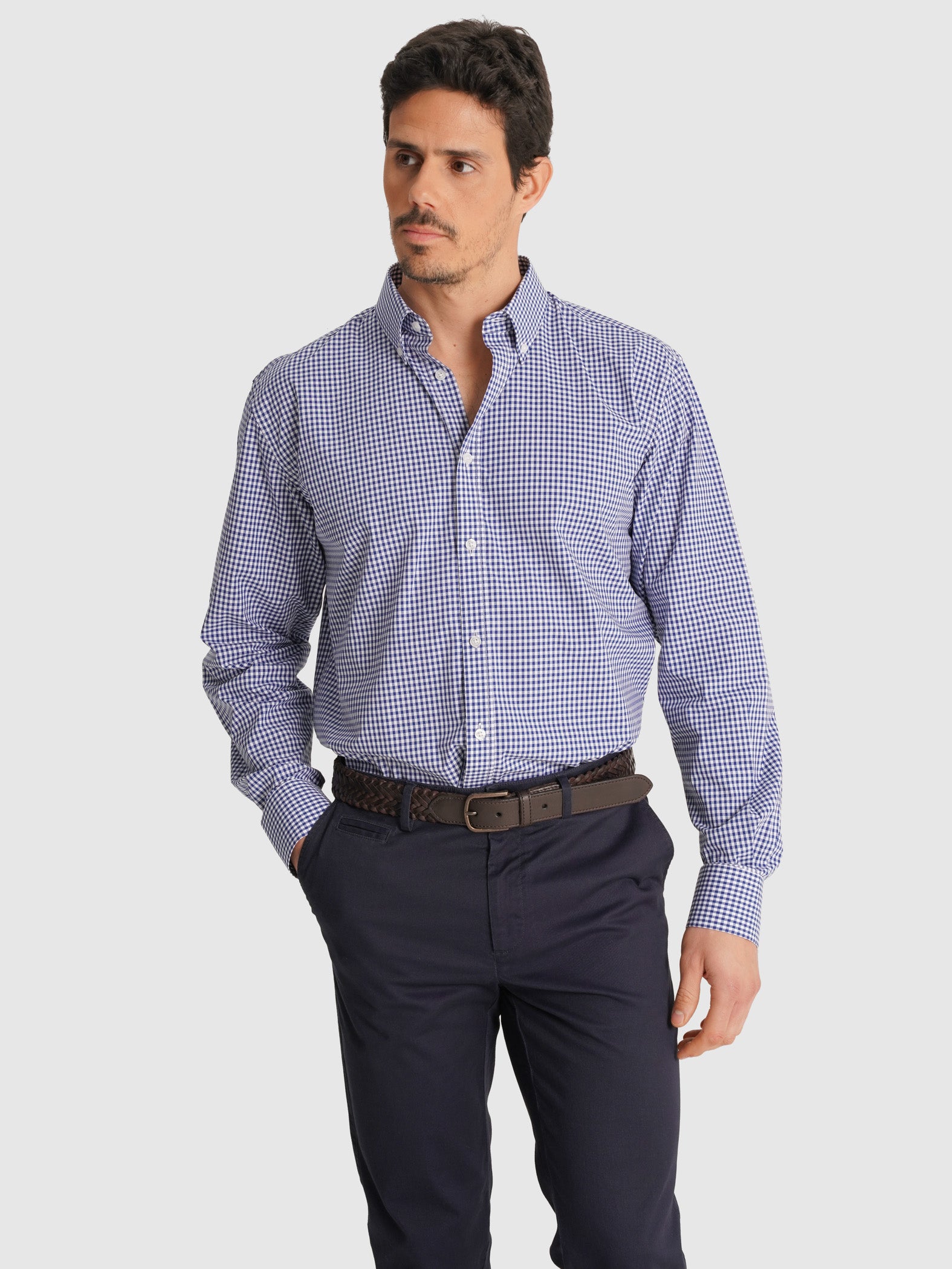 BLUE LONG SLEEVE REGULAR FIT MR SHIRT. BLUE