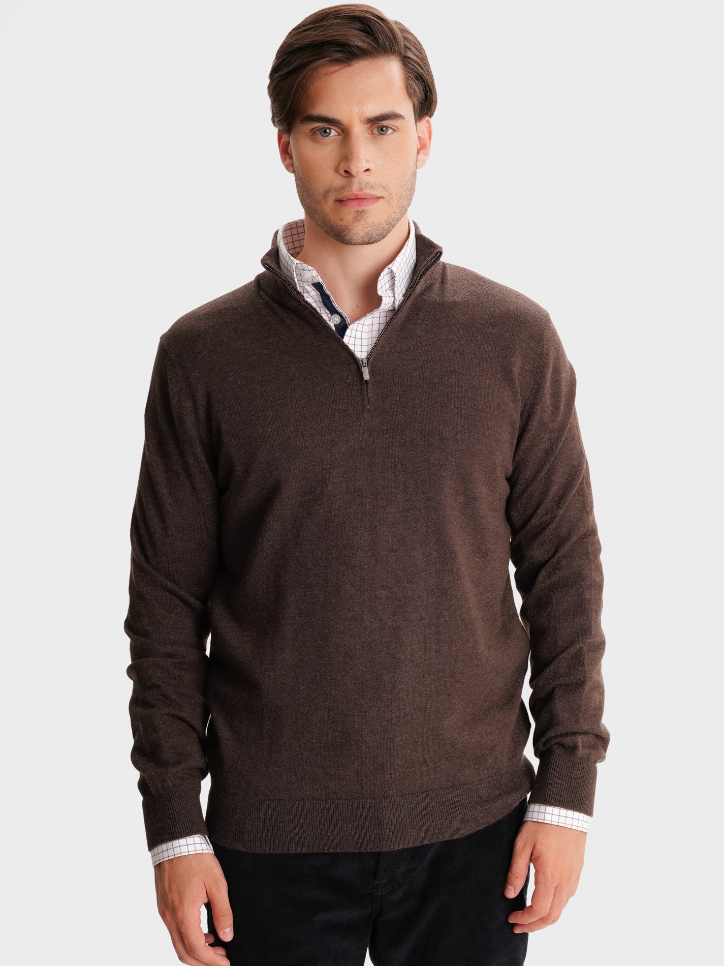 JERSEY FINO MARRÓN CON CODERAS MR REGULAR FIT. AZUL