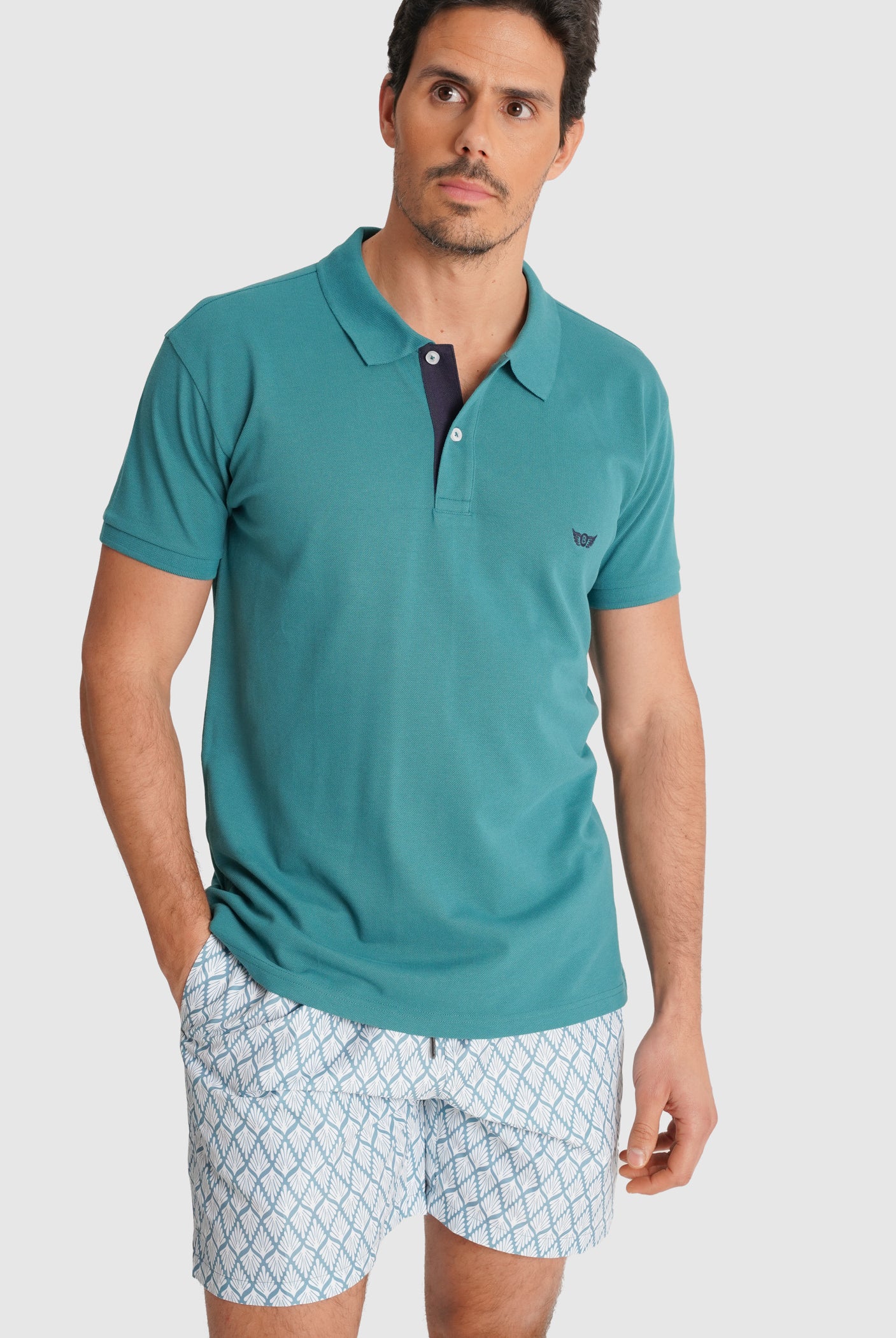 GREEN PIQUET POLO SHORT SLEEVE REGULAR FIT MR. BLUE