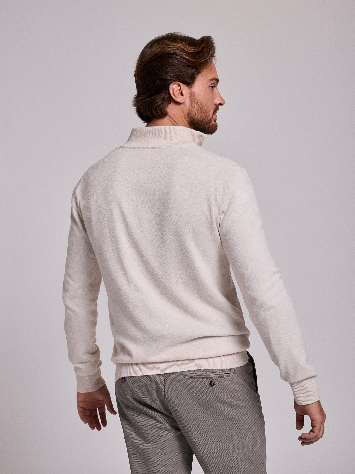BEIGE COTTON PULLOVER LONG SLEEVE REGULAR FIT MR. BLUE