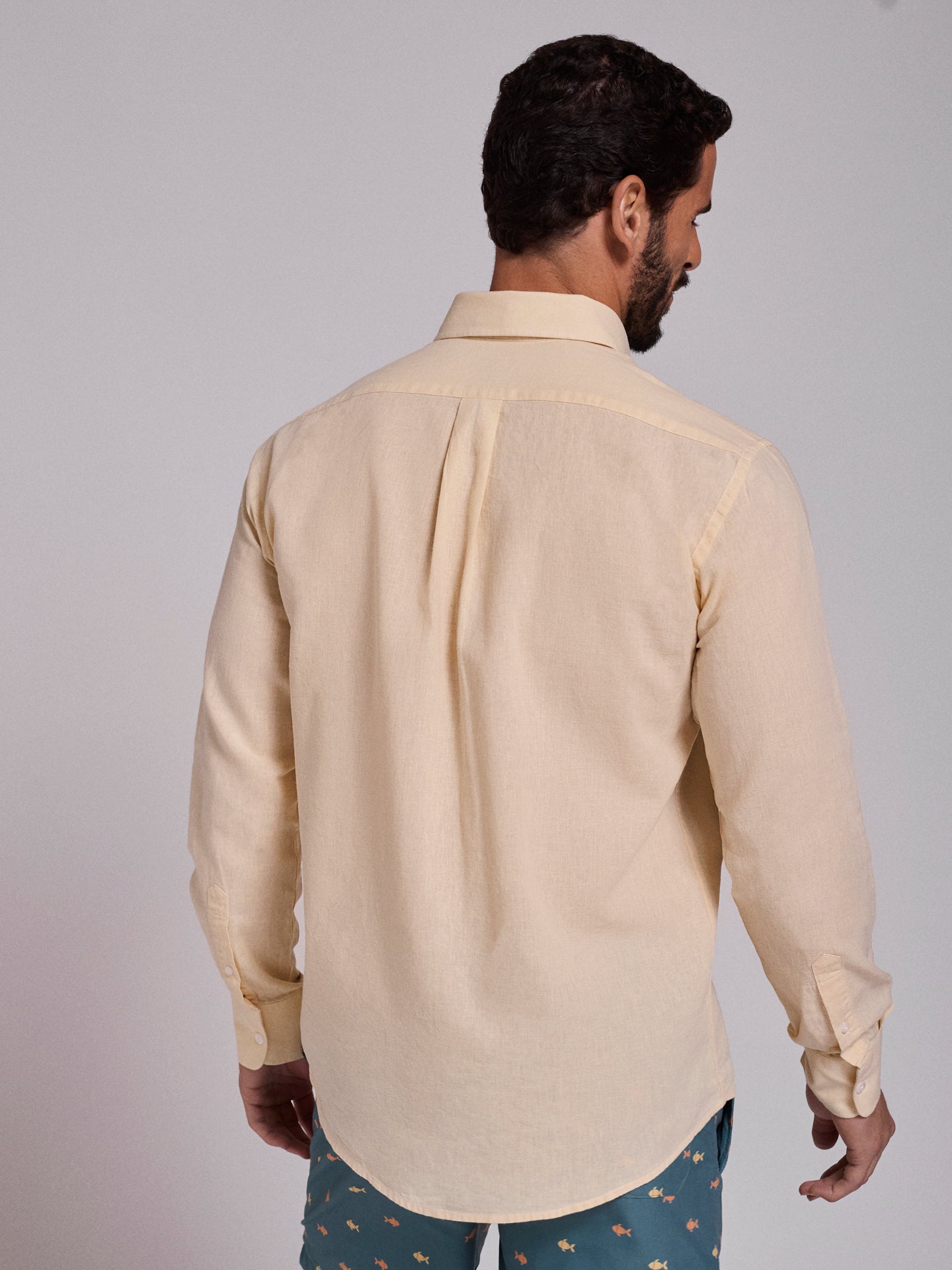 YELLOW LINEN SHIRT LONG SLEEVE REGULAR FIT MR. BLUE