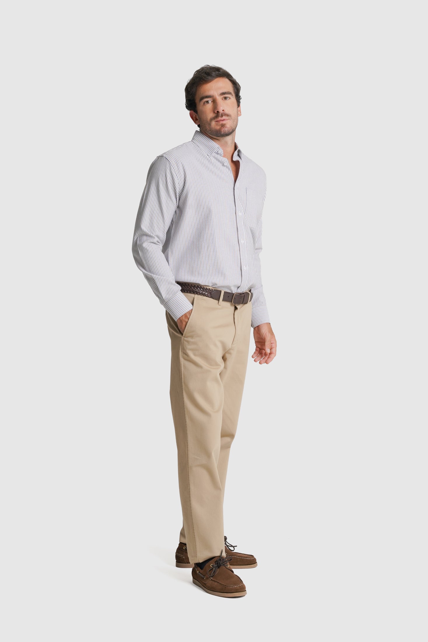 CAMISA ALGODÃO REGULAR FIT BRANCA RISCAS MR. BLUE