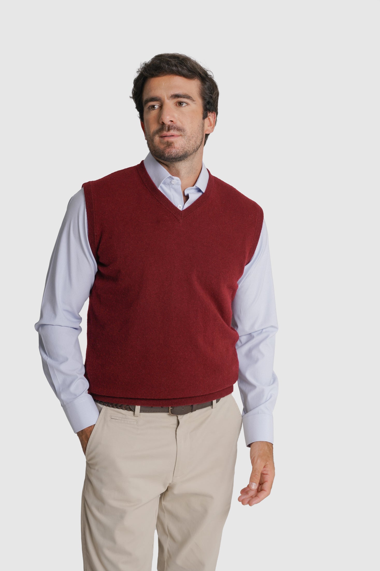PULLOVER LÃ REGULAR FIT BORDEAUX LISO MR. BLUE