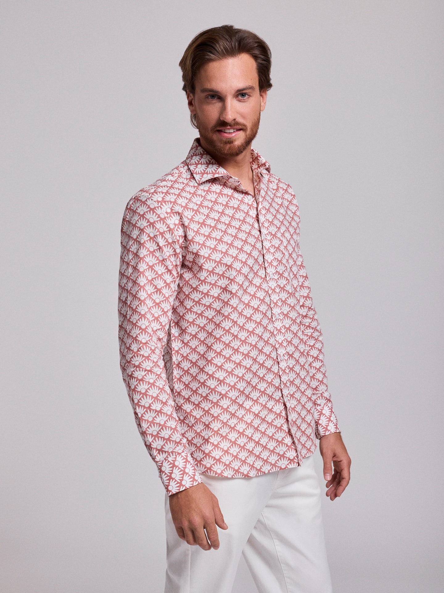 PINK LINEN SHIRT LONG SLEEVE REGULAR FIT MR. BLUE