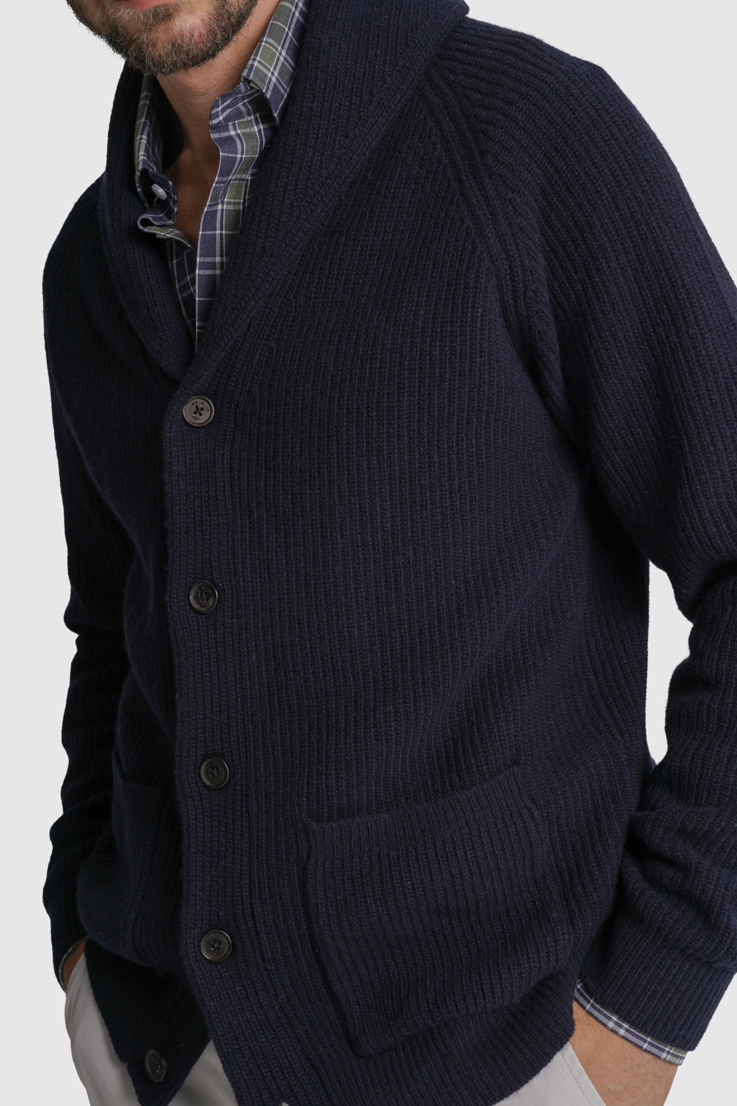 CARDIGAN LÃ REGULAR FIT AZUL LISO MR. BLUE