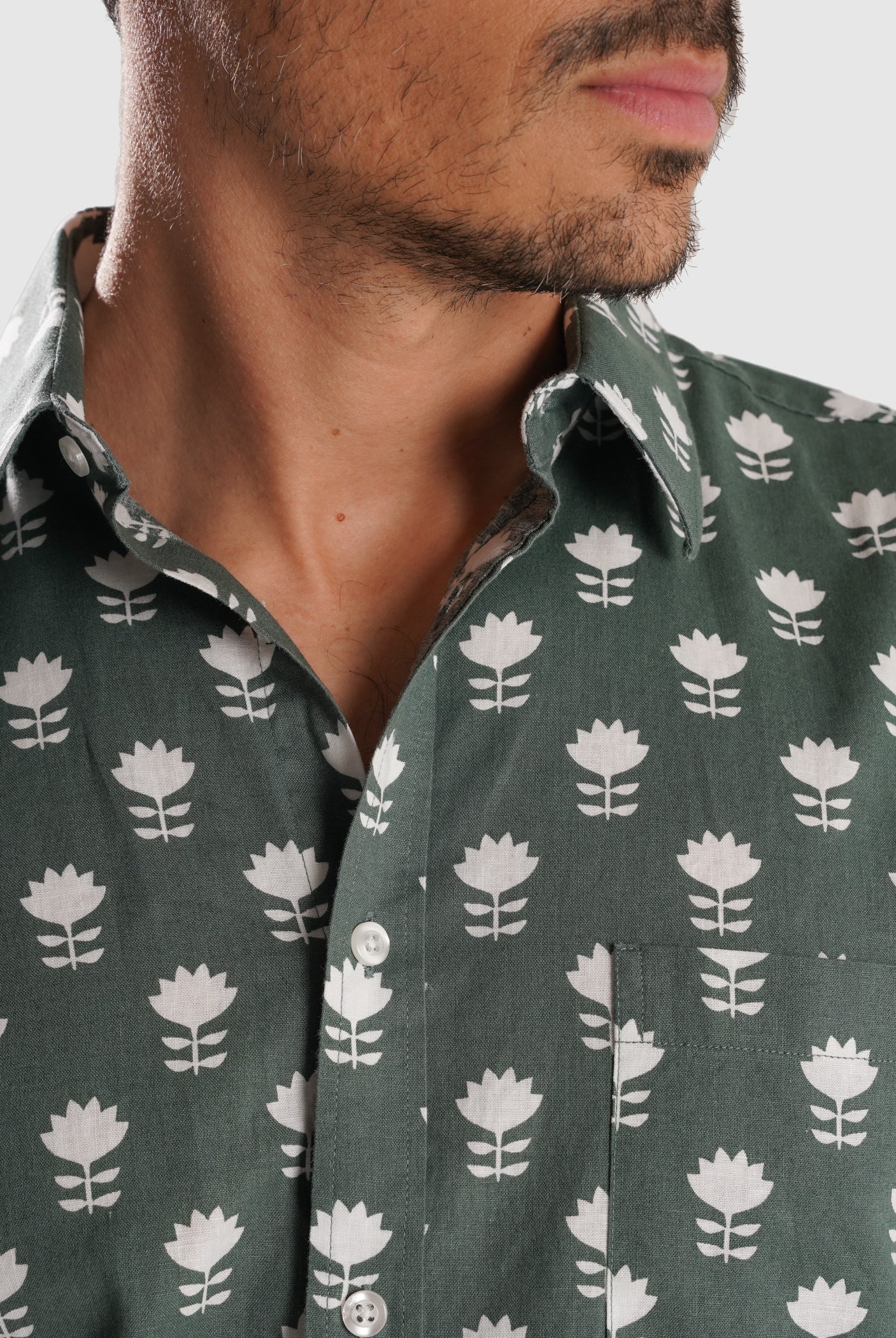 GREEN SHIRT SHORT SLEEVE REGULAR FIT MR. BLUE