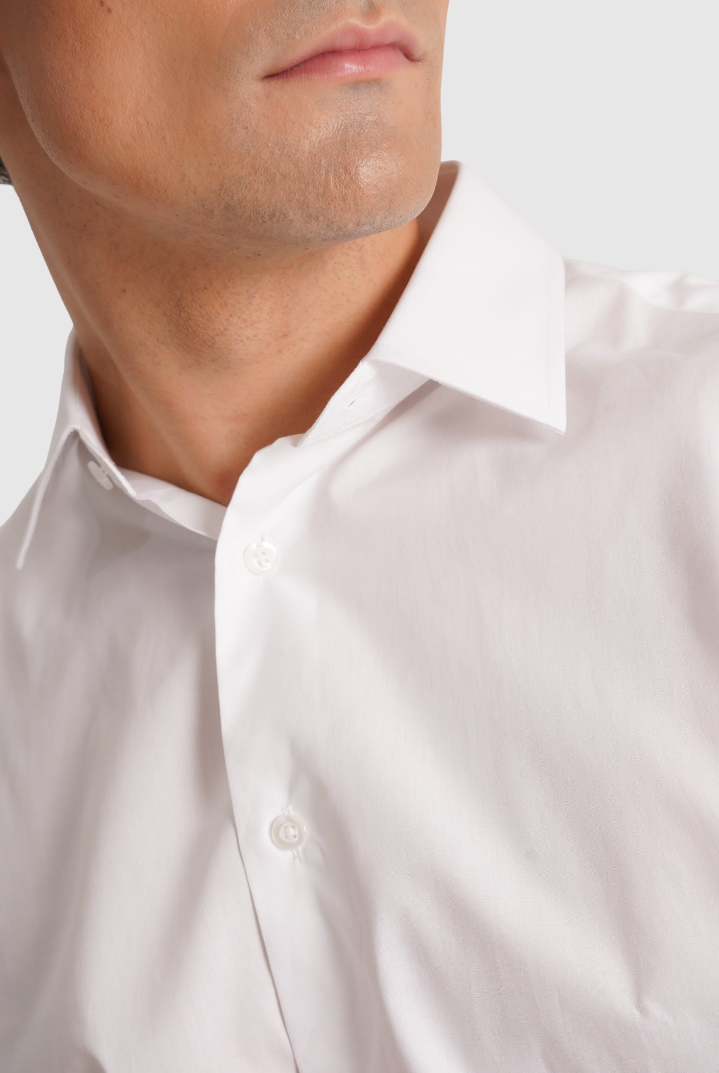 WHITE POPPLINE LONG SLEEVE SHIRT CLASSIC FIT MR. BLUE