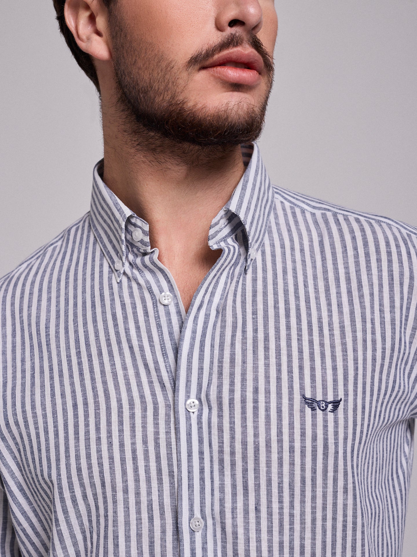 CAMISA LINO AZUL MANGA LARGA REGULAR FIT MR. AZUL