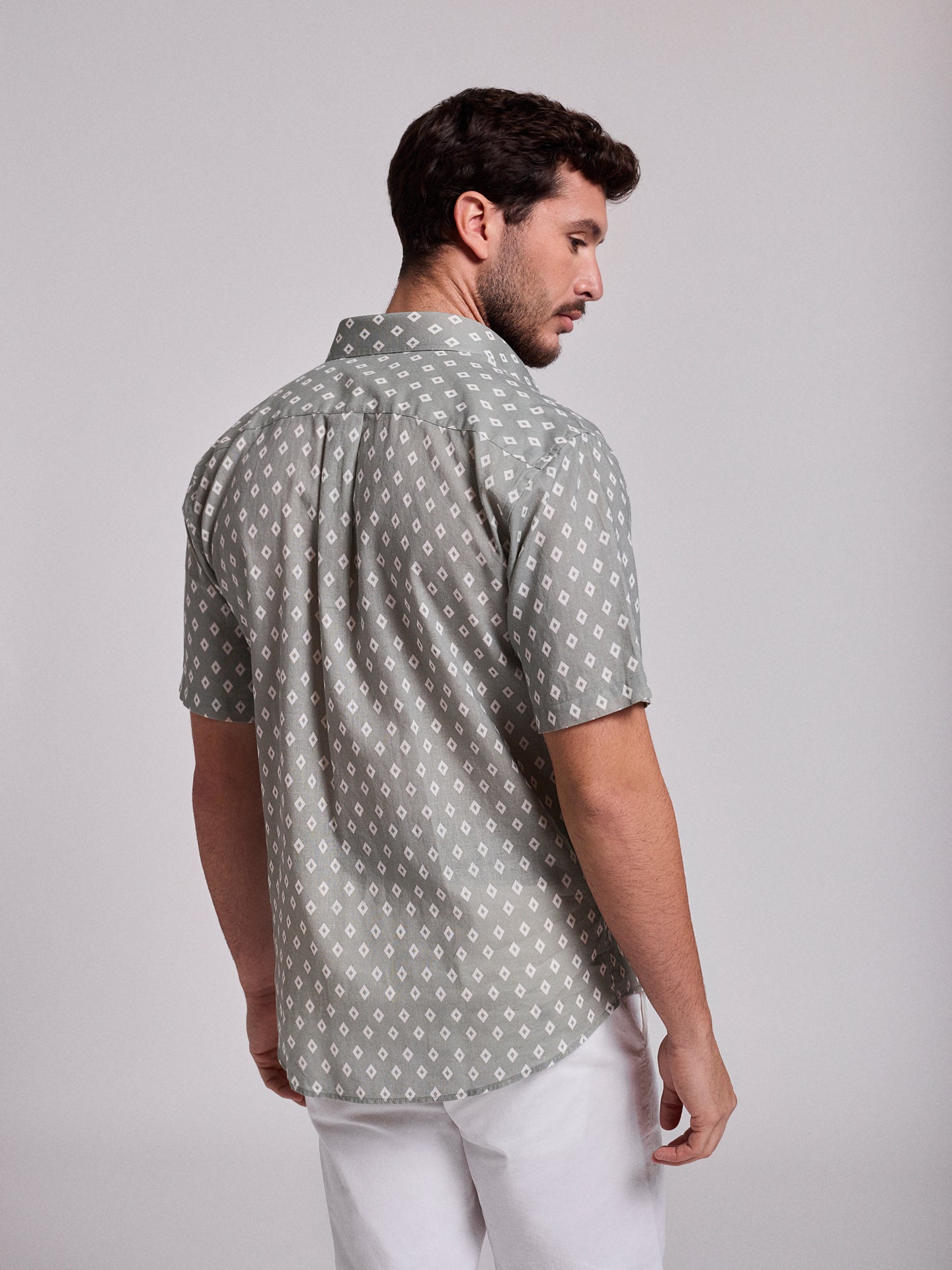 CAMISA LINO VERDE MANGA CORTA REGULAR FIT MR. AZUL