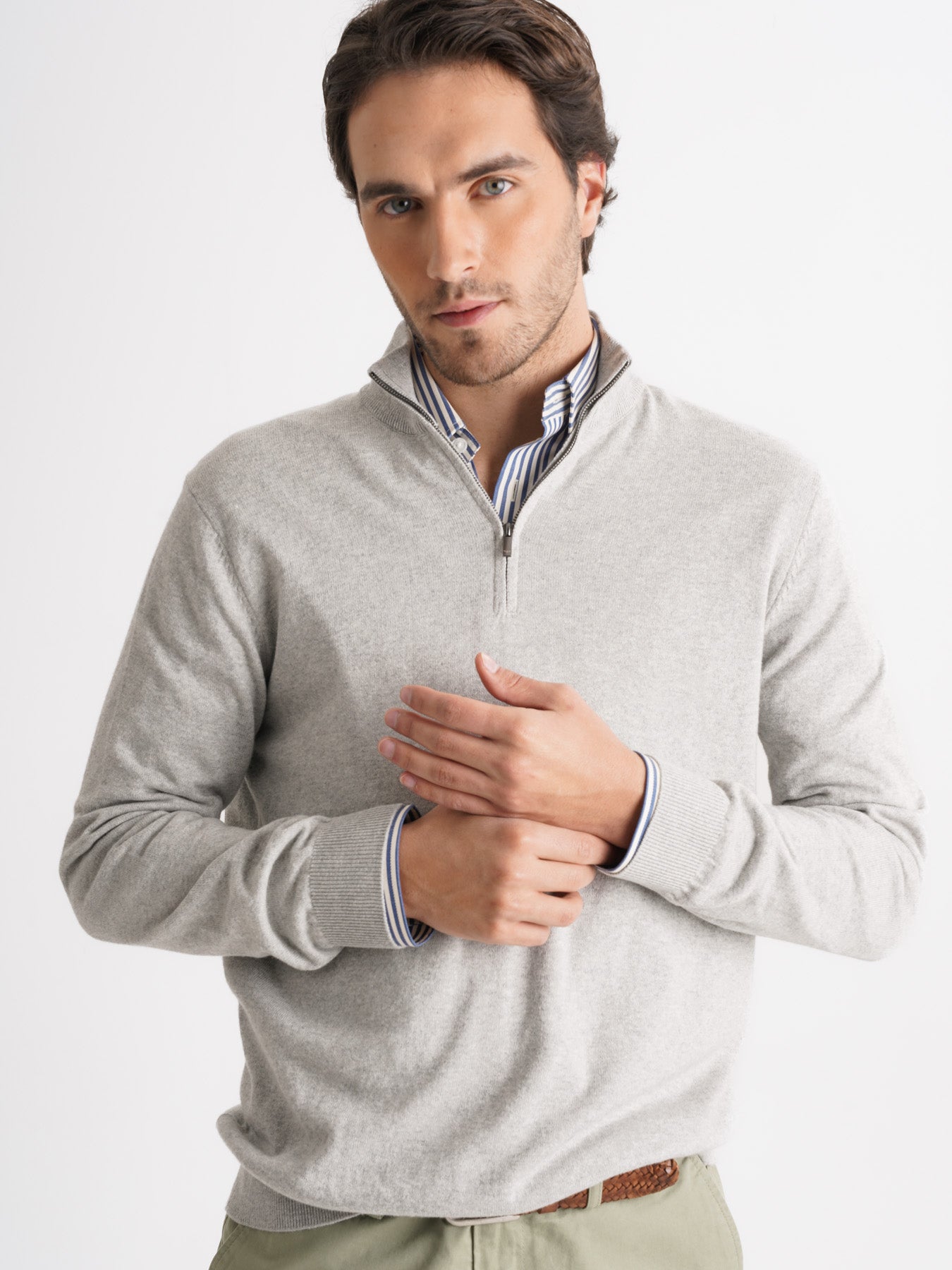 JERSEY DE ALGODÓN GRIS MANGA LARGA AJUSTE REGULAR MR. AZUL