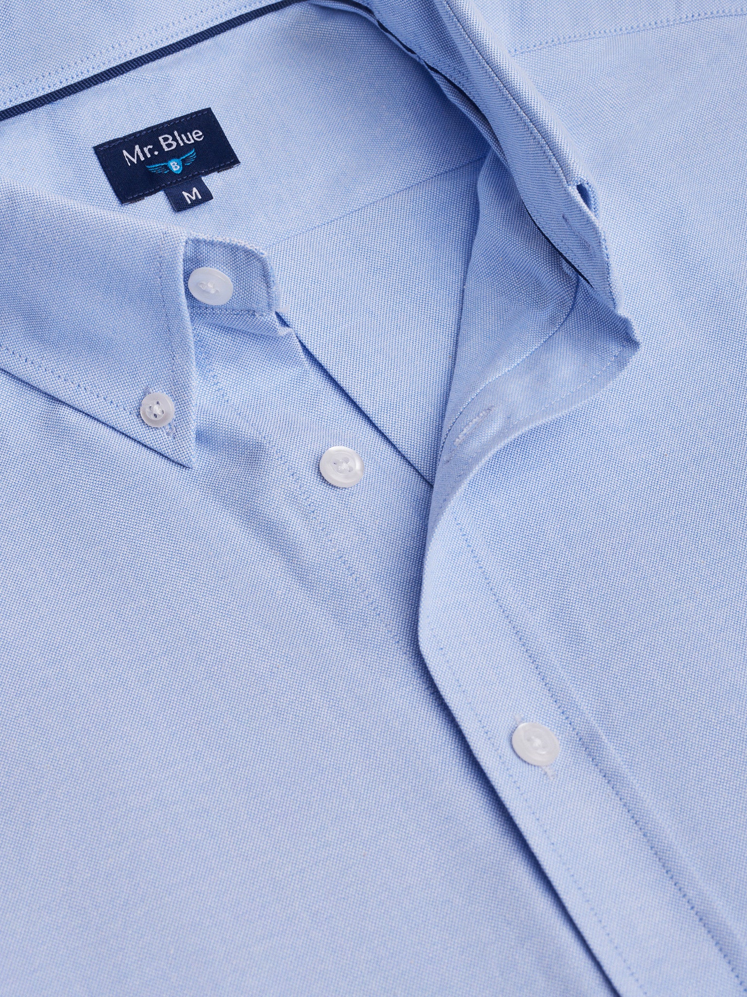 CAMISA ALGODÓN AZUL MANGA LARGA REGULAR FIT MR. AZUL