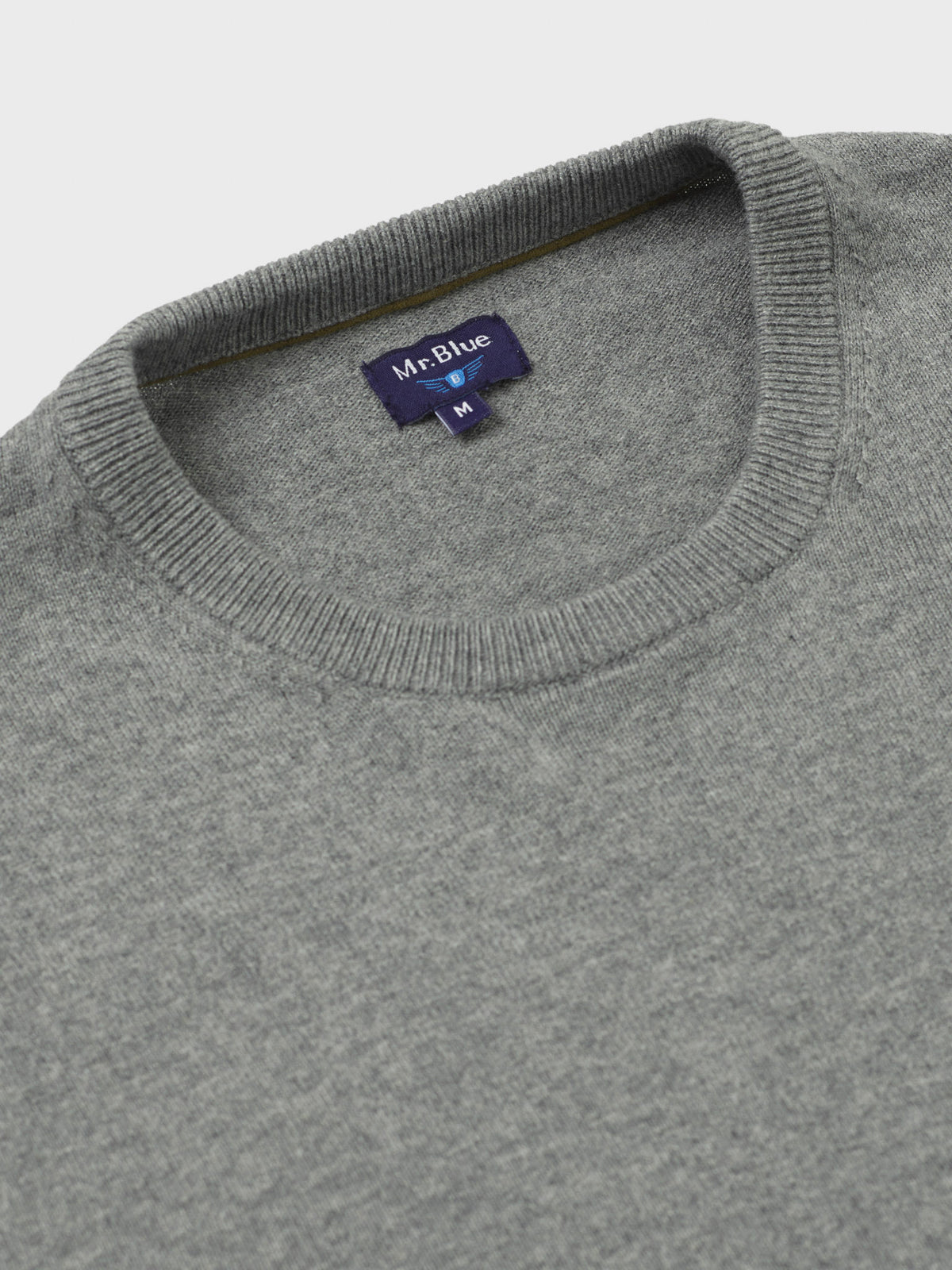 PULLOVER LÃ REGULAR FIT CINZENTO LISO MR. BLUE
