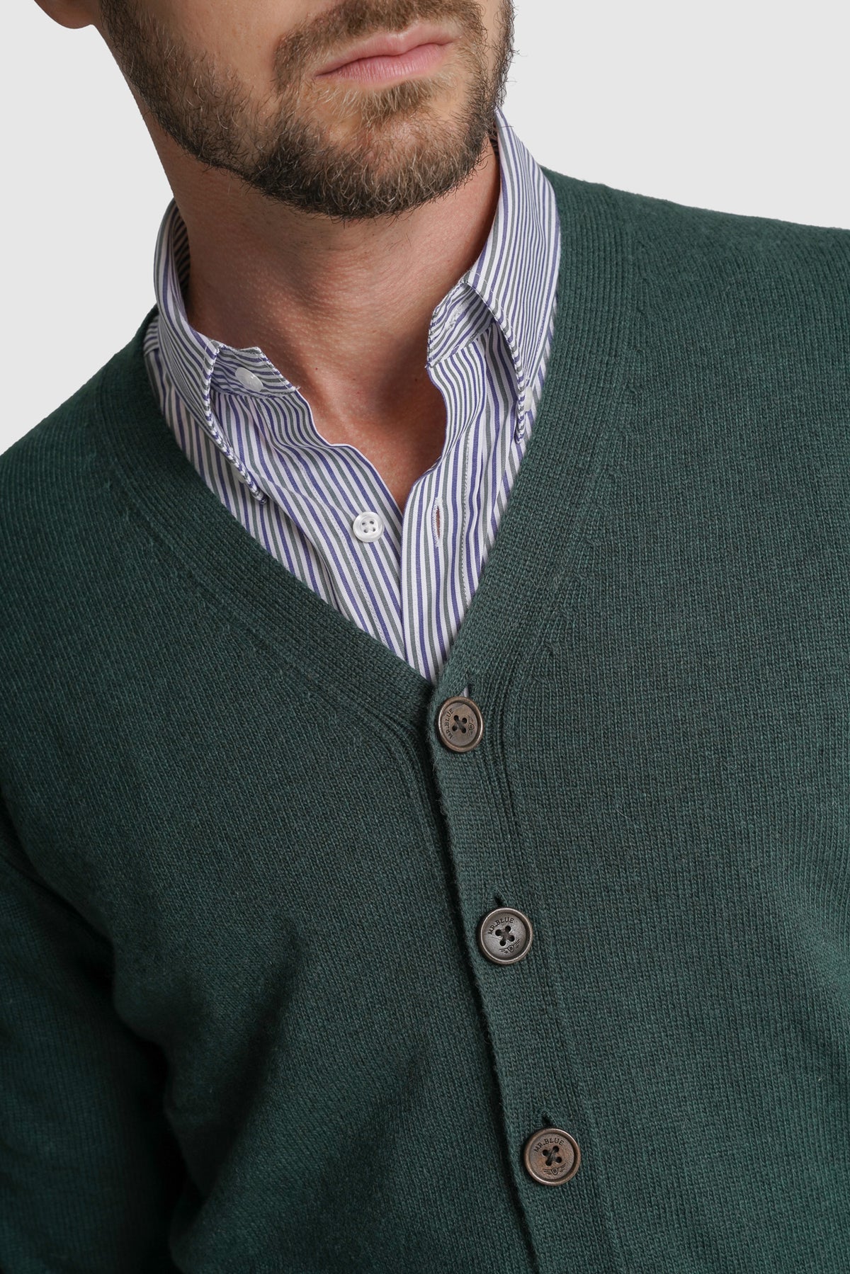 CARDIGAN LÃ REGULAR FIT VERDE LISO MR. BLUE