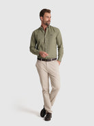 CAMISA ALGODÓN VERDE MANGA LARGA REGULAR FIT MR. AZUL
