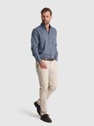 CAMISA ALGODÃO AZUL MANGA COMPRIDA REGULAR FIT MR. BLUE