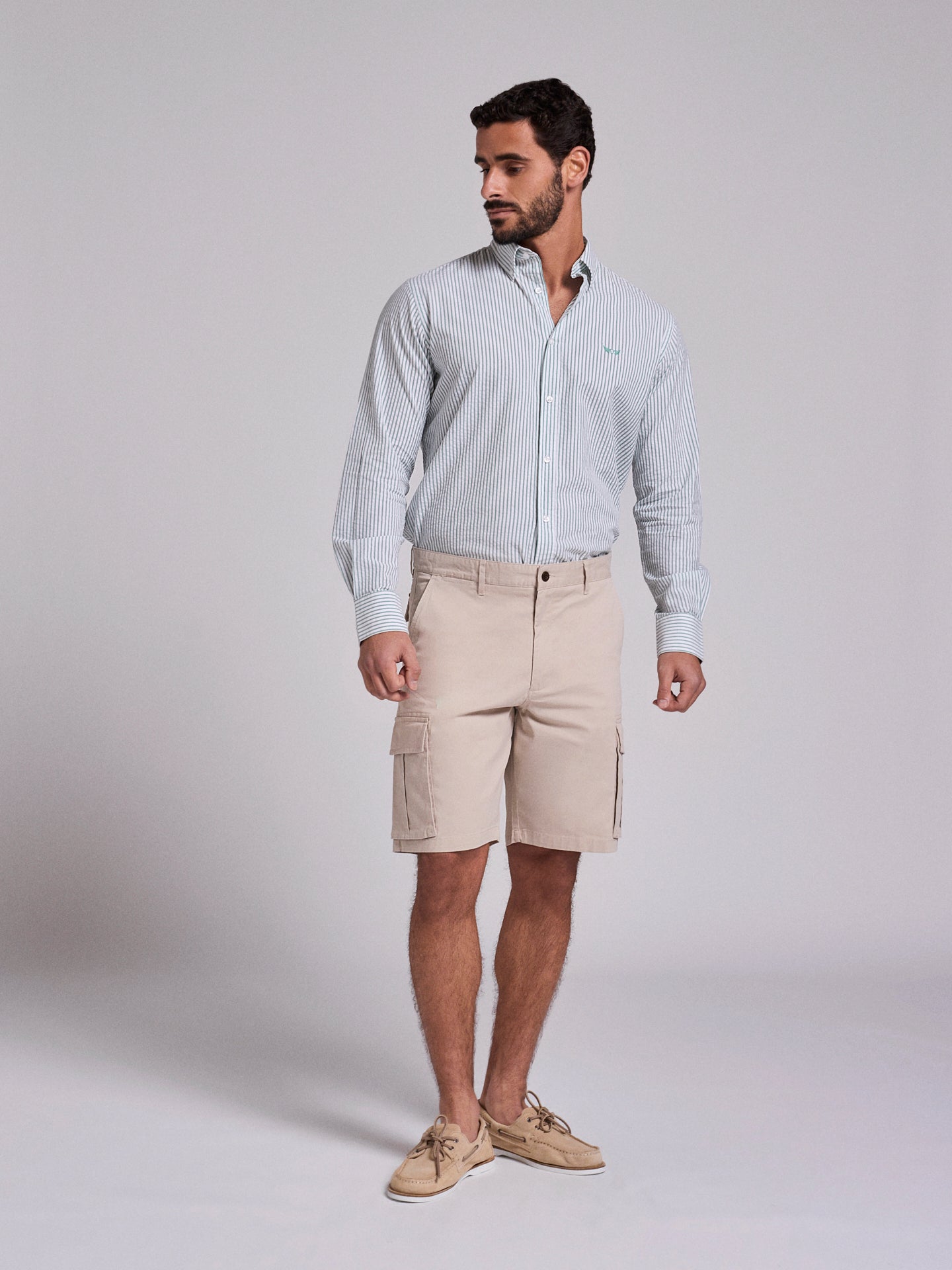 BERMUDA DE ALGODÓN BEIGE REGULAR FIT MR. AZUL