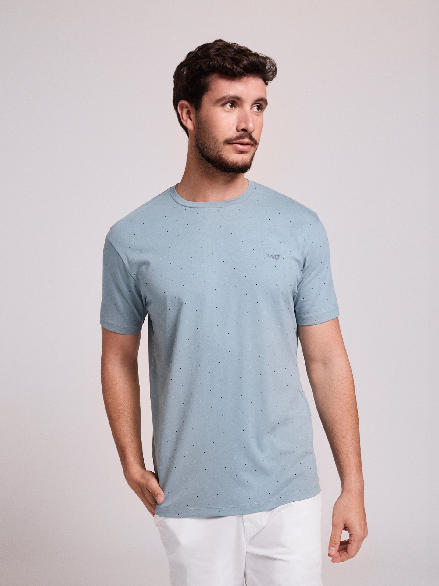 T-SHIRT ALGODÃO AZUL MANGA CURTA REGULAR FIT MR. BLUE