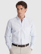 CAMISA ALGODÓN AZUL MANGA LARGA REGULAR FIT MR. AZUL