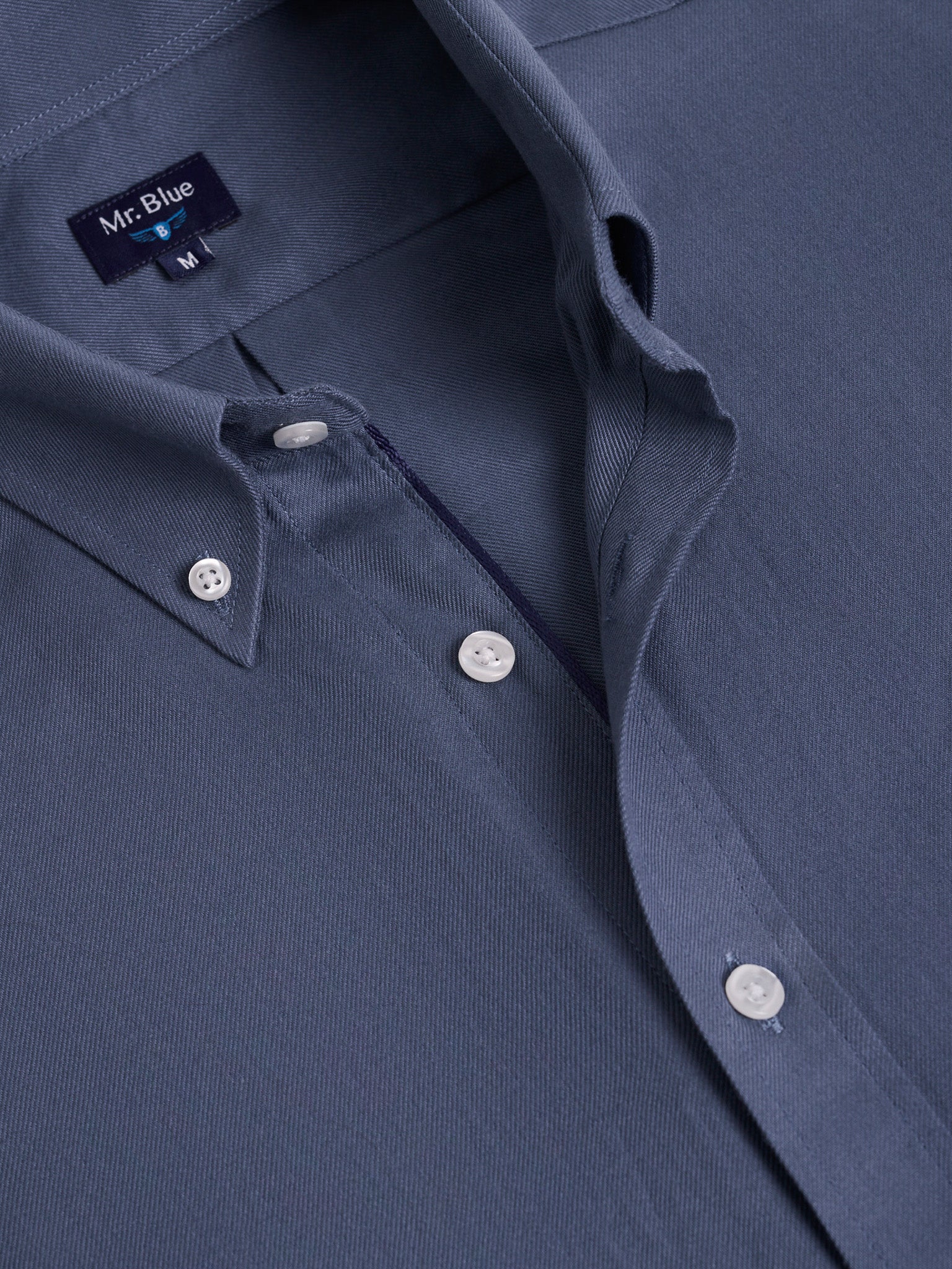 CAMISA ALGODÓN AZUL MANGA LARGA REGULAR FIT MR. AZUL