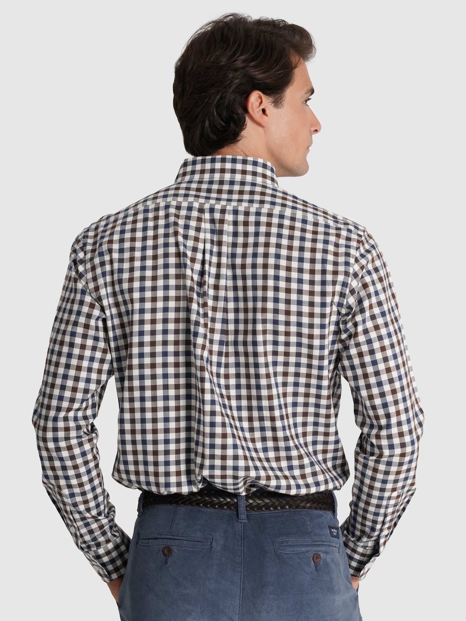BROWN COTTON SHIRT LONG SLEEVE REGULAR FIT MR. BLUE