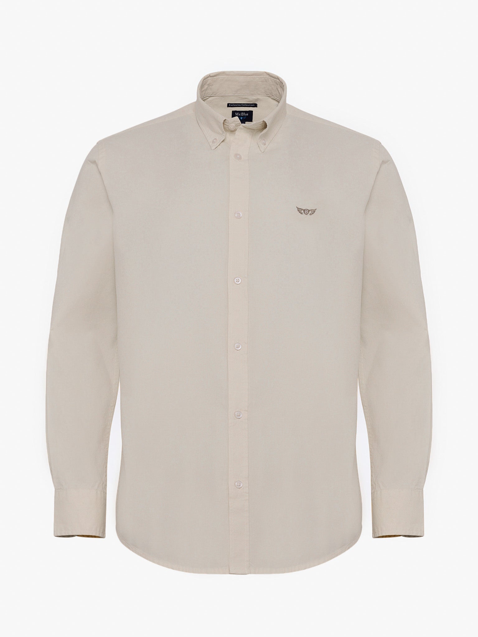 CAMISA ALGODÓN BLANCA MANGA LARGA REGULAR FIT MR. AZUL