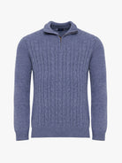 BLUE WOOL PULLOVER WITH REGULAR FIT MR ELBOW PADS. BLUE