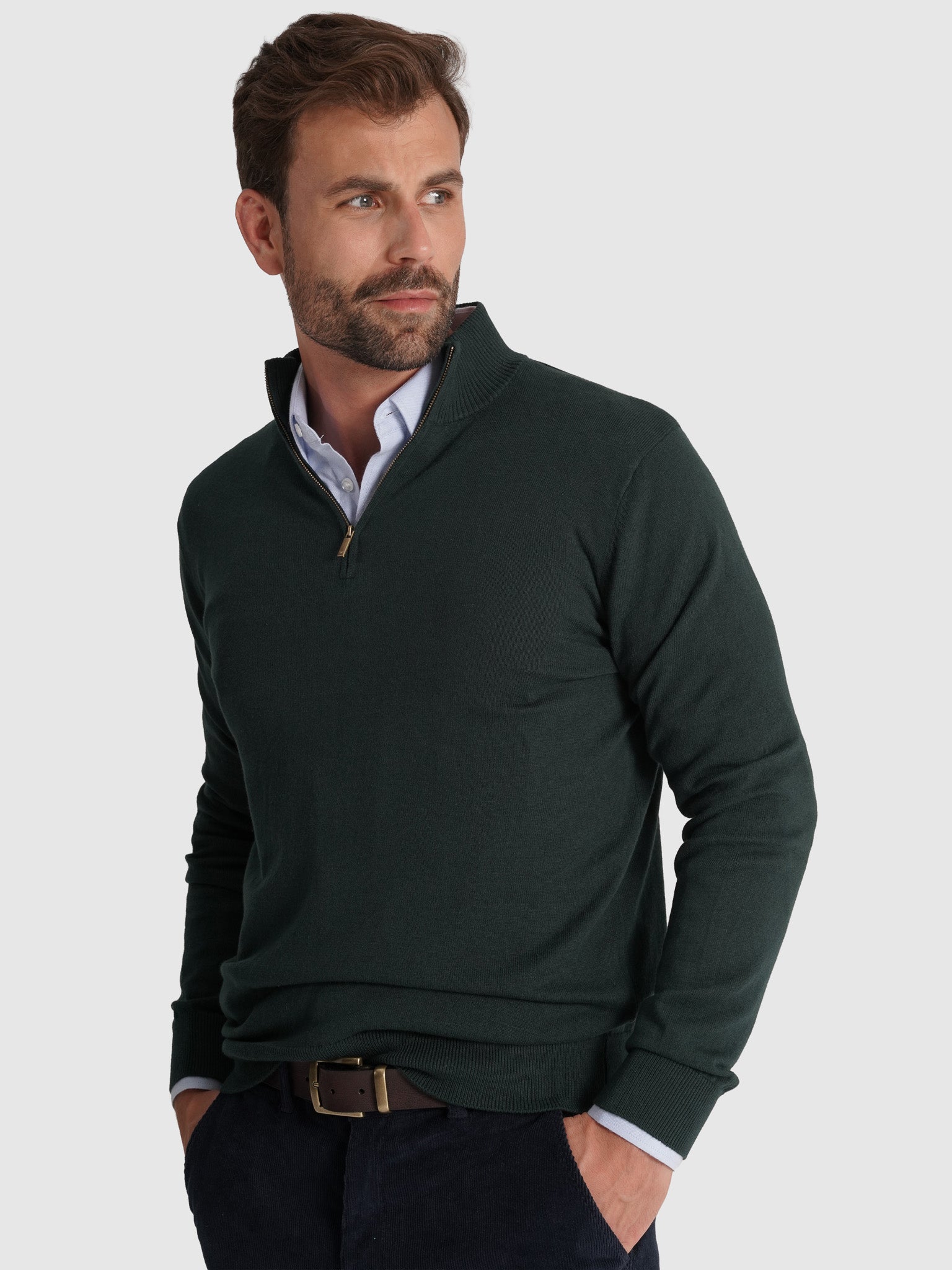 JERSEY DE CASHMERE VERDE MANGA LARGA REGULAR FIT MR. AZUL
