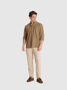 TENCEL TENCEL SHIRT BROWN LONG SLEEVE REGULAR FIT MR. BLUE