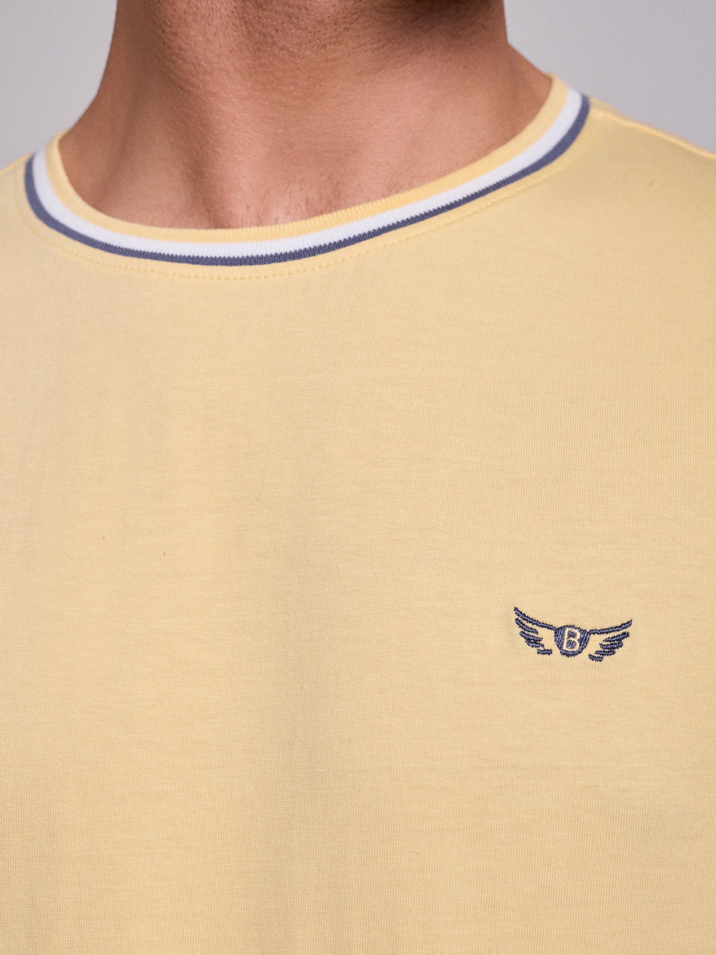 CAMISETA DE ALGODÓN AMARILLA MANGA CORTA REGULAR FIT MR. AZUL