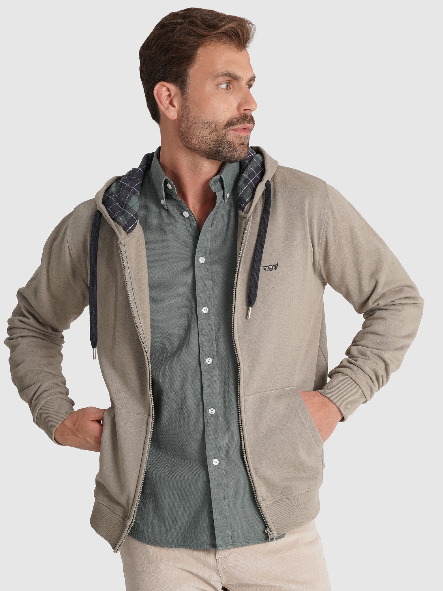GREEN COTTON HOODIE LONG SLEEVE REGULAR FIT MR. BLUE