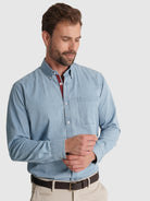 CAMISA ALGODÃO AZUL MANGA COMPRIDA REGULAR FIT MR. BLUE
